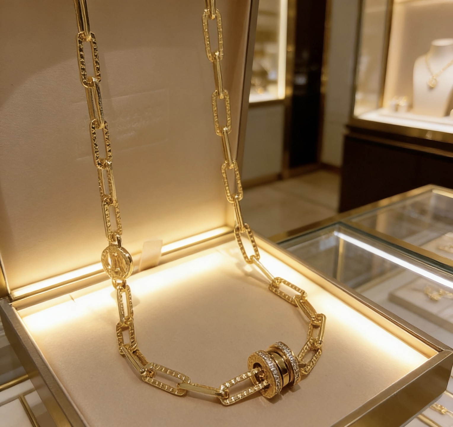 Bvlgari B zero1 necklace Yellow gold with diamond accents 40cm