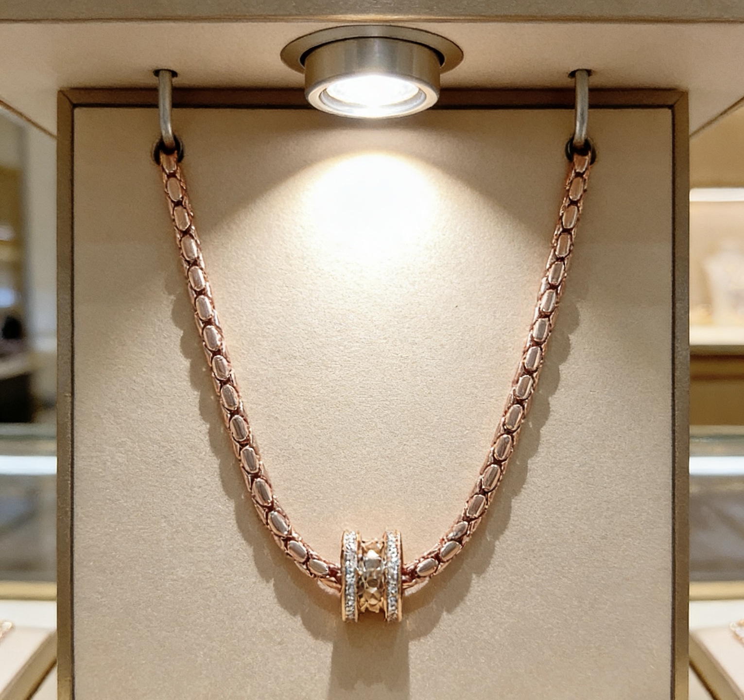 Bvlgari B zero1 necklace Rose gold with diamond accents 42cm