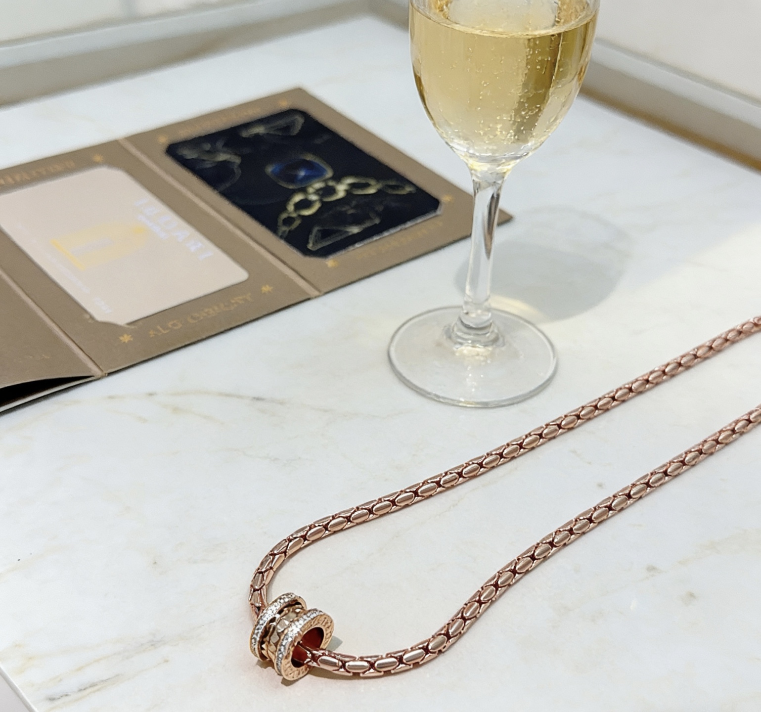 Bvlgari B zero1 necklace Rose gold with diamond accents 42cm
