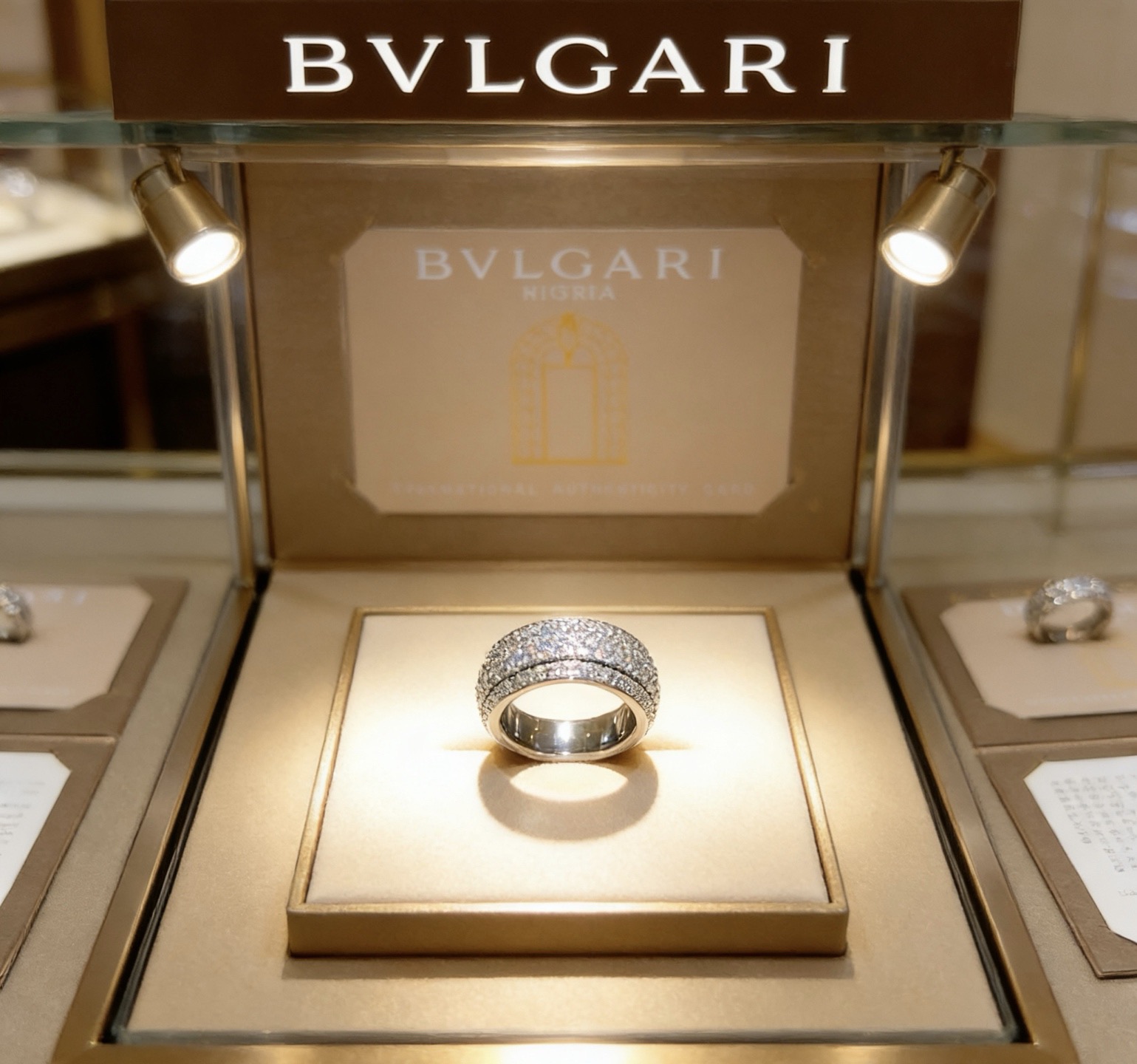 Bvlgari DIVAS DREAM ring 18k white gold with full pave set white diamonds 54