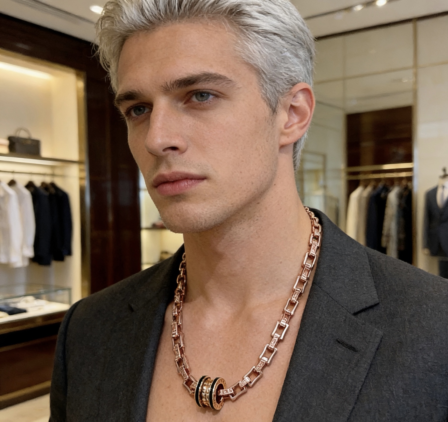 Bvlgari B zero1 necklace rose gold with black ceramic accents 45cm