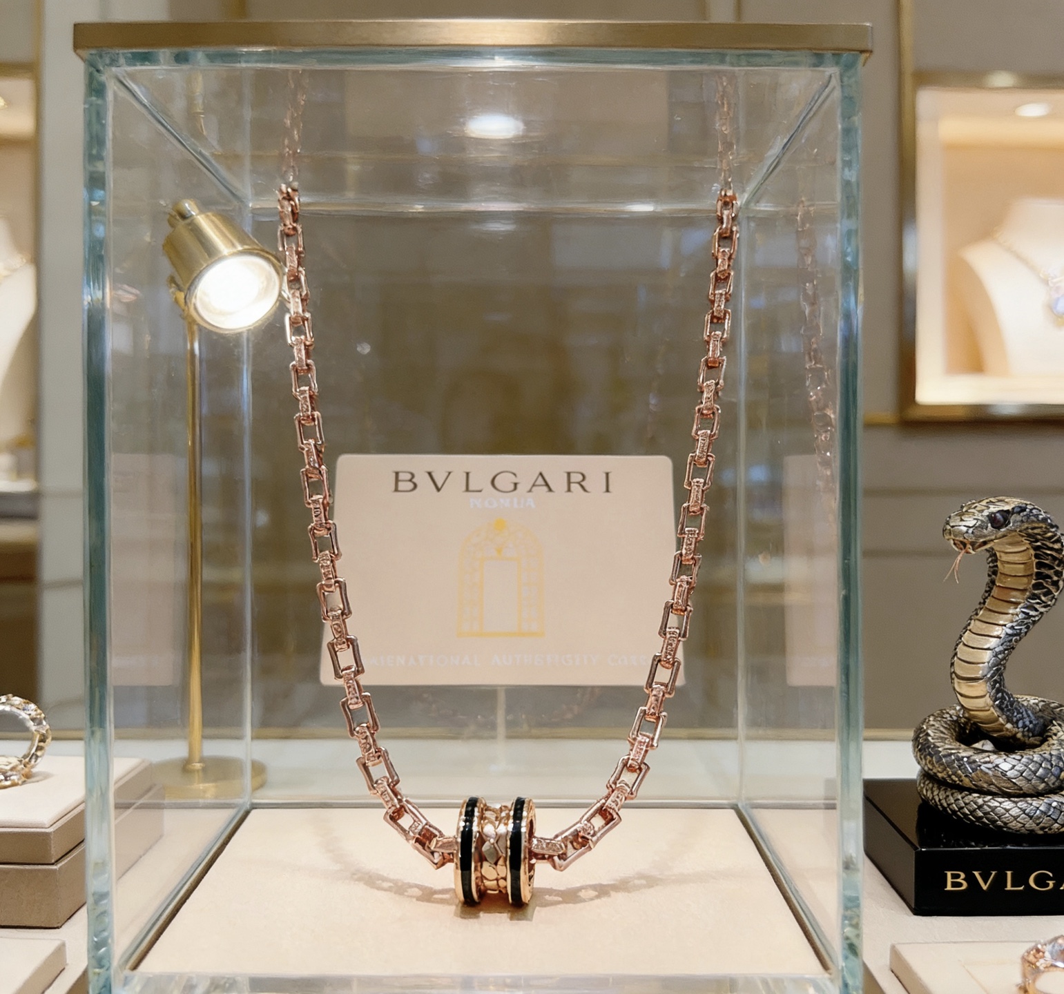 Bvlgari B zero1 necklace rose gold with black ceramic accents 45cm