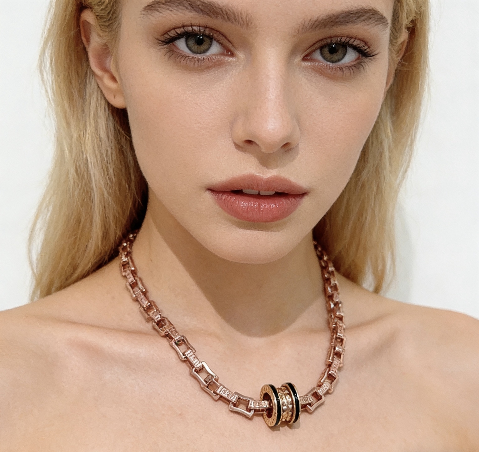Bvlgari B zero1 necklace rose gold with black ceramic accents 45cm