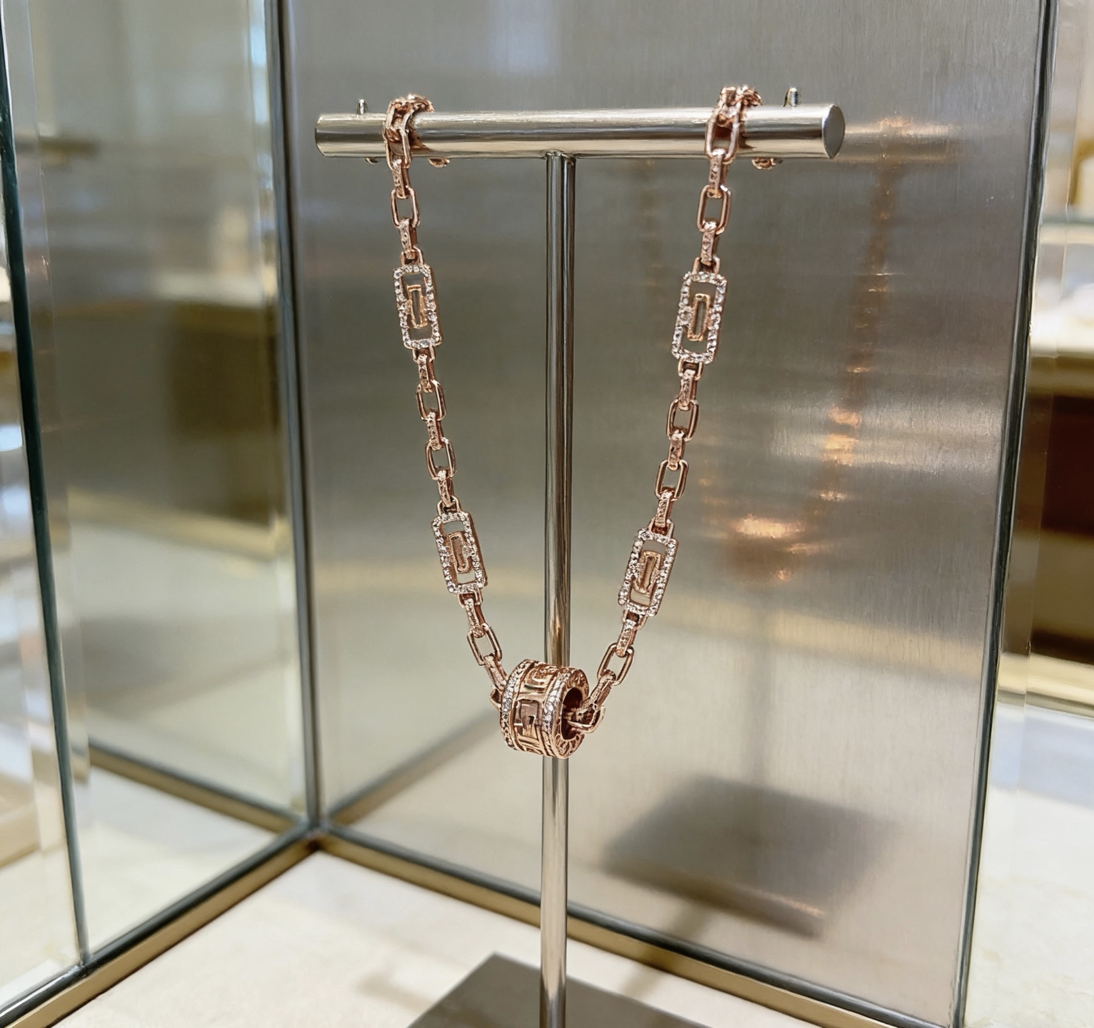 Bvlgari Parentesi necklace Rose gold with diamond accents 45cm