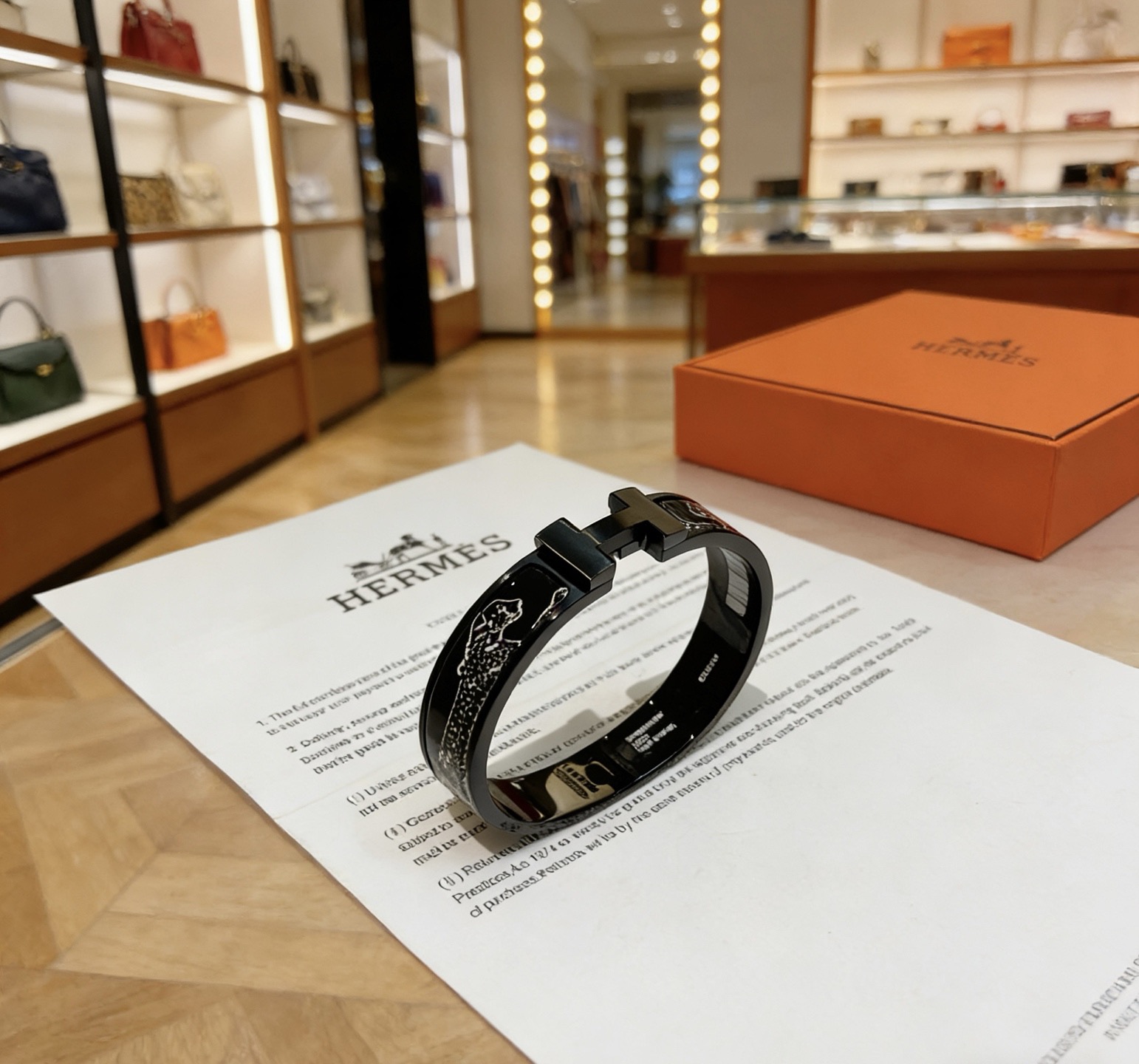 Bracciale Hermes Clic Clac H Cheval Deco smalto nero con hardware in metallo color argento dettagli decorativi equini argento 17