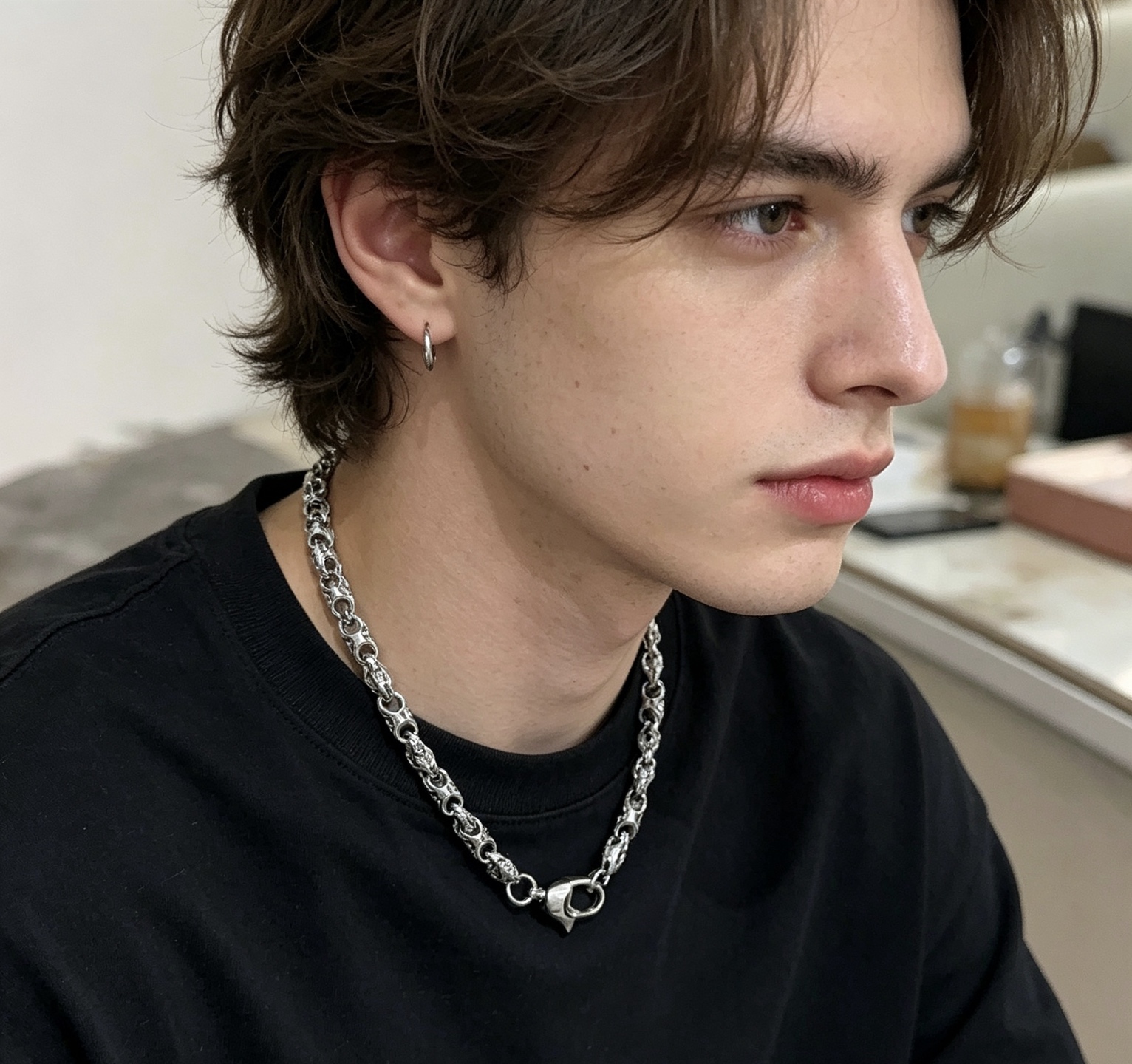 Saint Laurent V Chain Necklace necklace silver-toned metal no accent stones 60cm