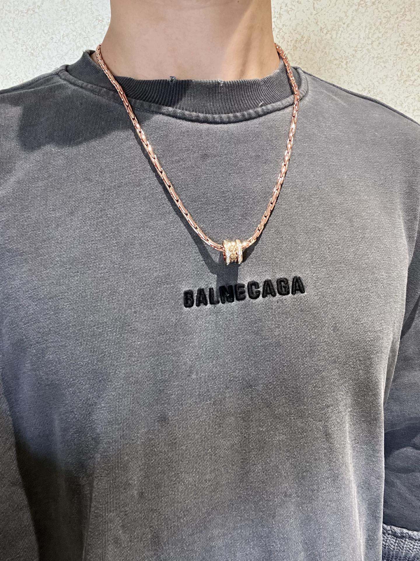 Bvlgari B zero1 necklace Rose gold with clear diamond accents 60cm