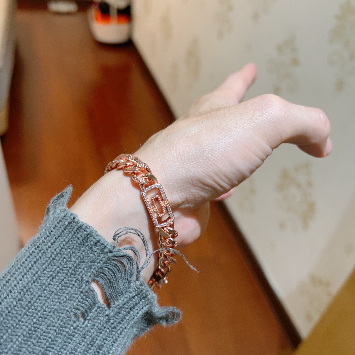 Bvlgari Bvlgari Bvlgari Chain bracelet Rose gold with pave diamonds 20cm
