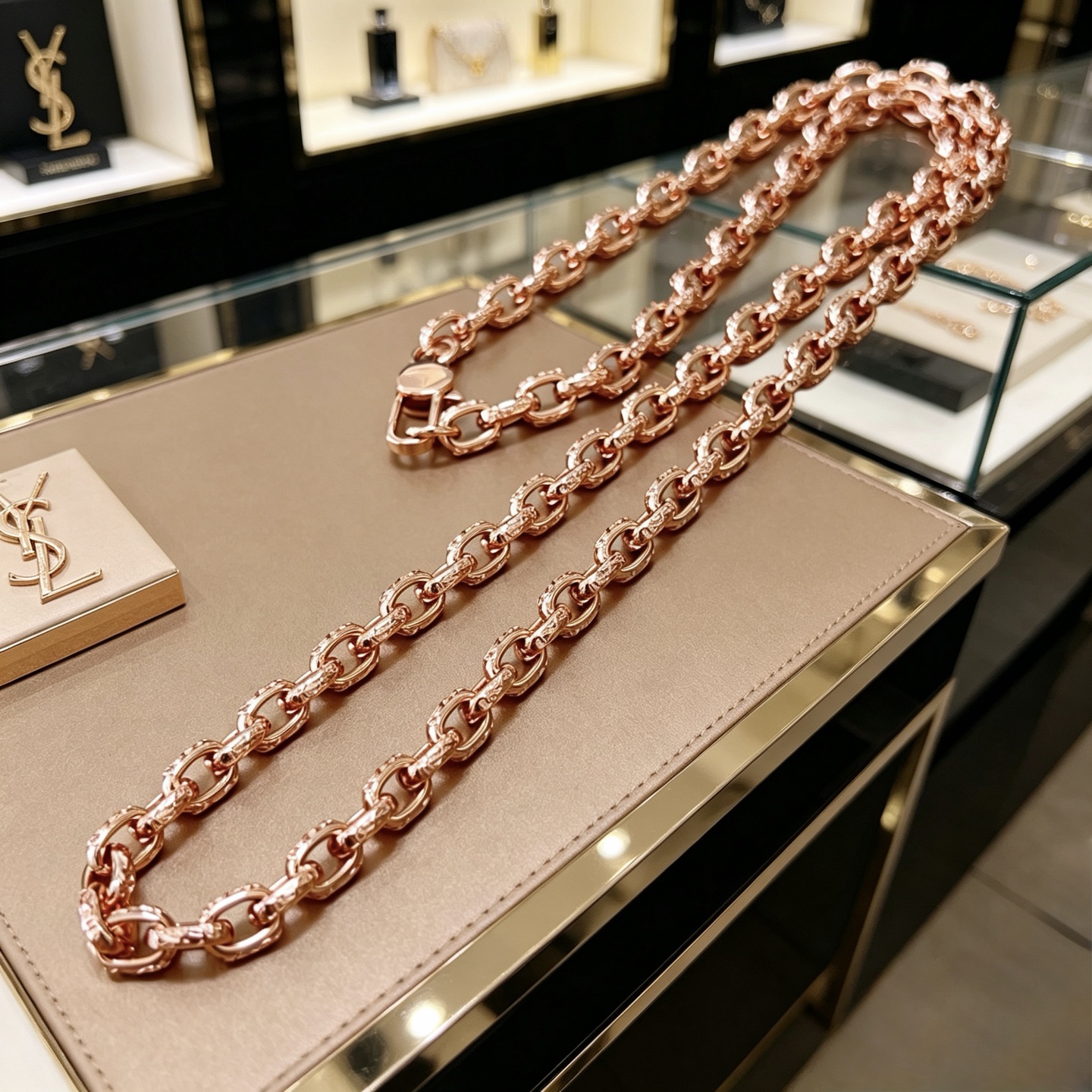 Saint Laurent V Chain necklace rose gold 60cm