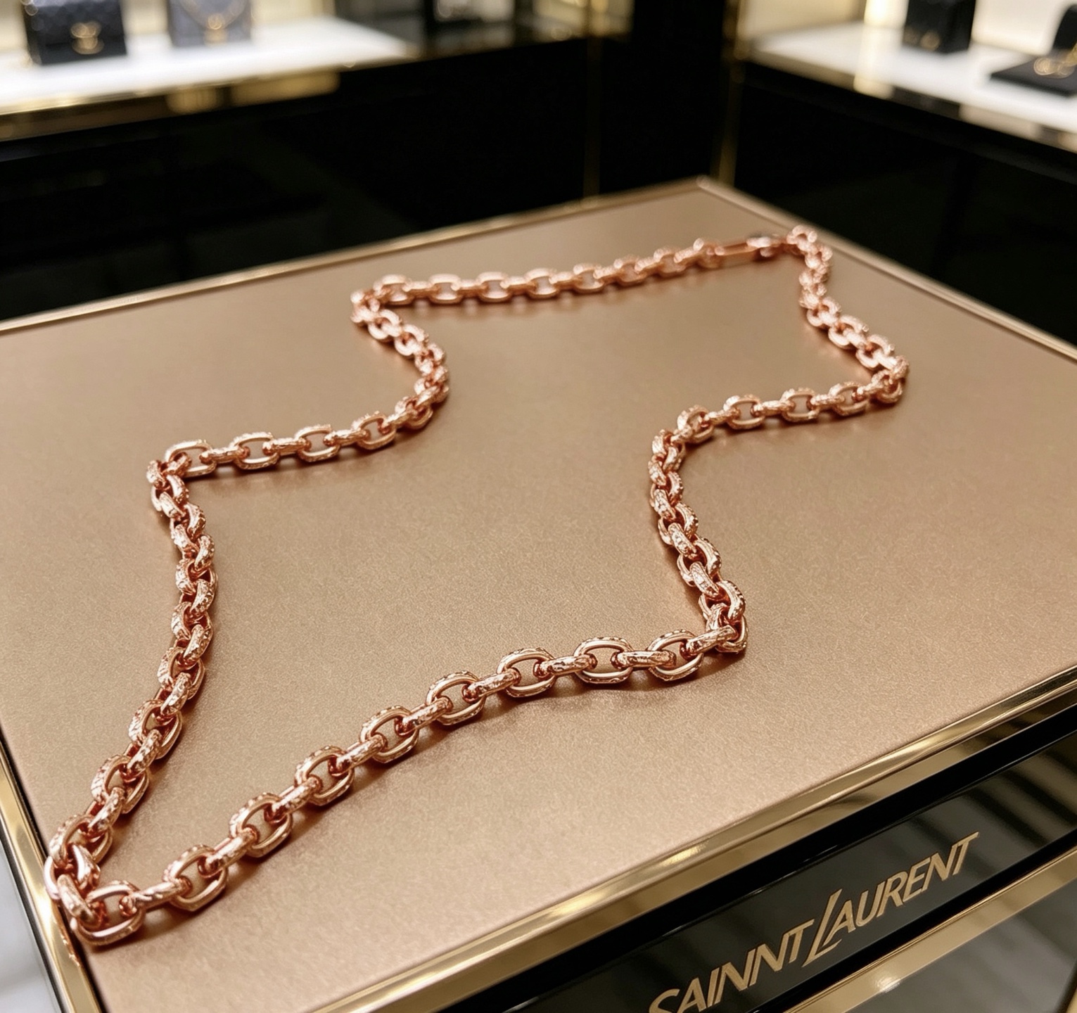 Saint Laurent V Chain necklace rose gold 60cm
