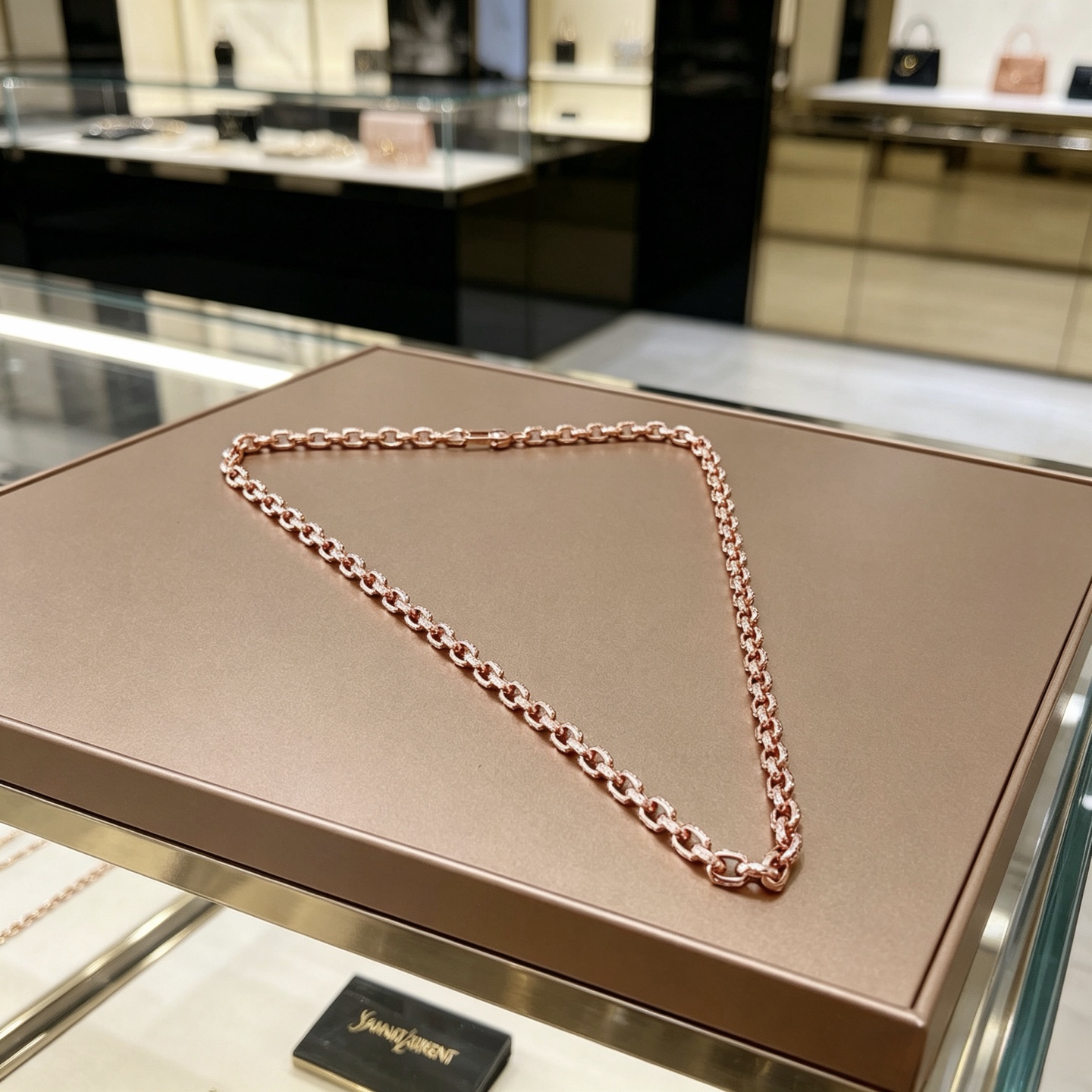 Saint Laurent V Chain necklace rose gold 60cm
