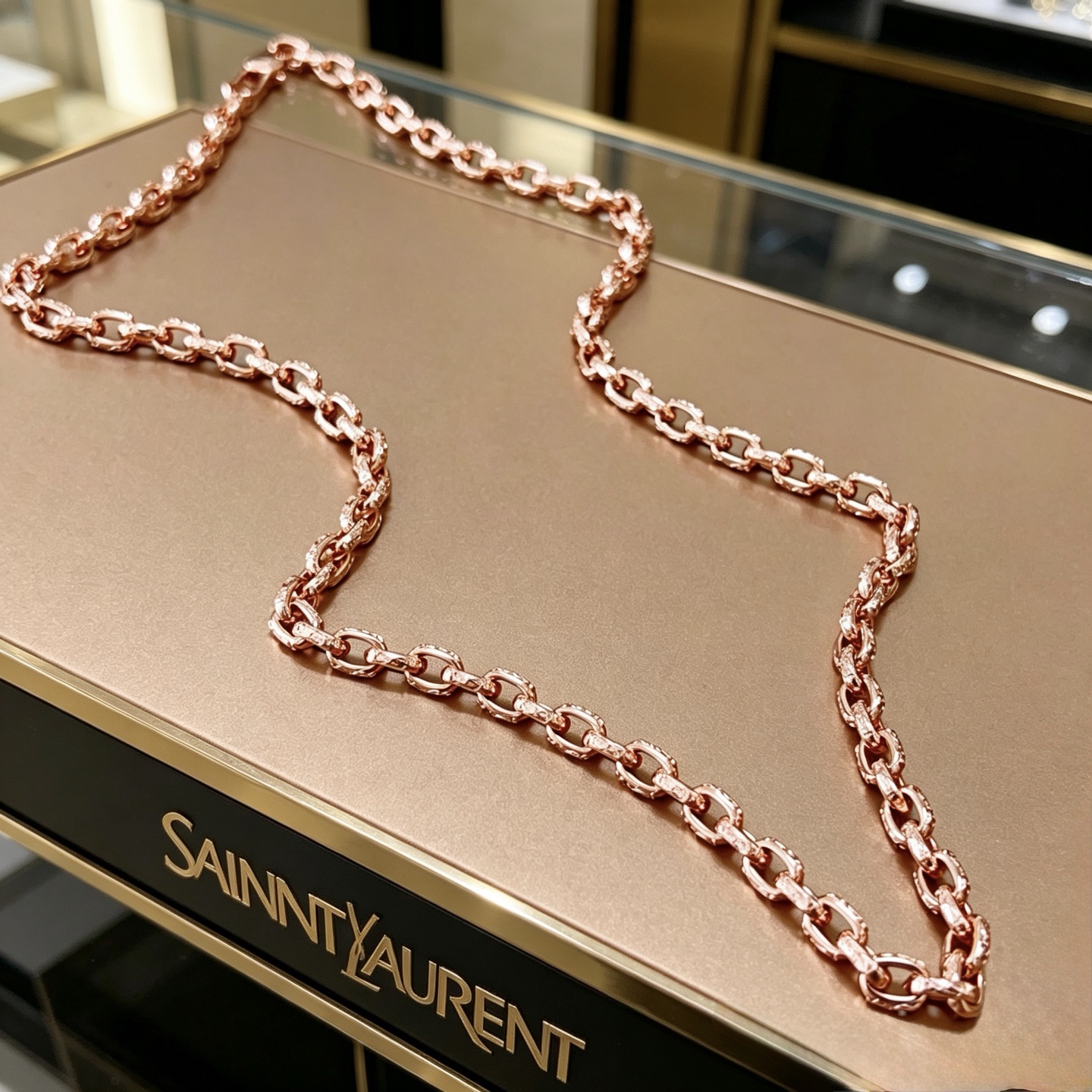 Saint Laurent V Chain necklace rose gold 60cm