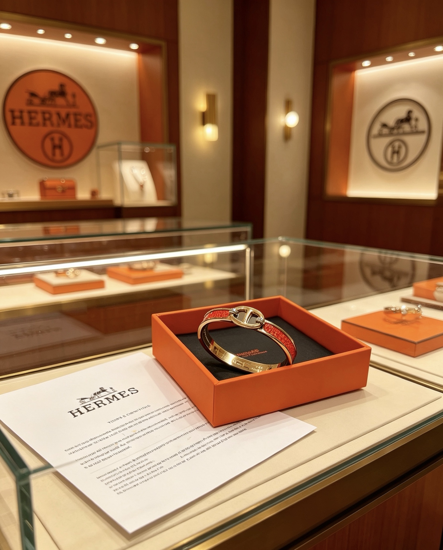 Bracciale Hermes Mini Clic Chaine d Ancre Metallo placcato oro rosa con inserto in smalto rosso 17 cm