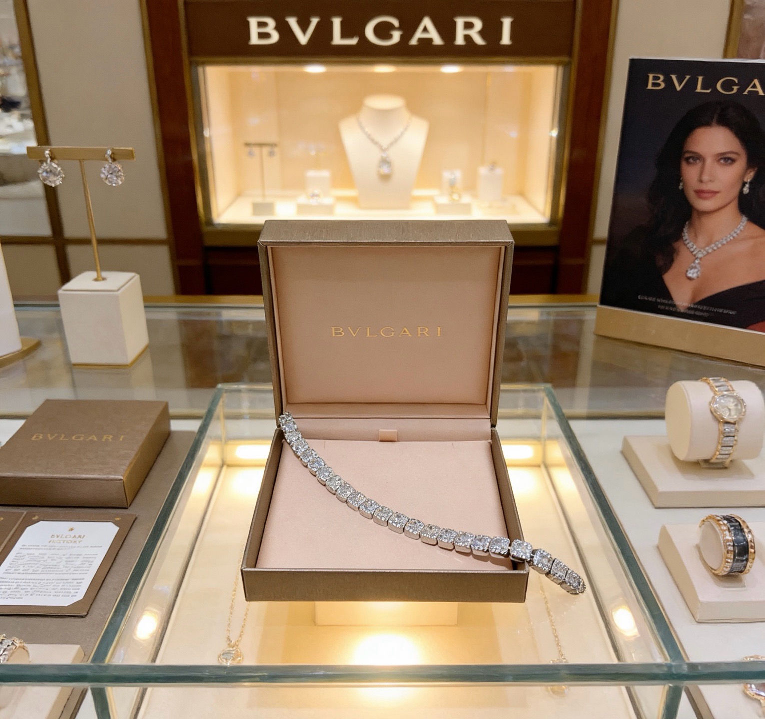 Bvlgari Divas Dream bracelet silver-toned white gold with clear diamond accents 18cm