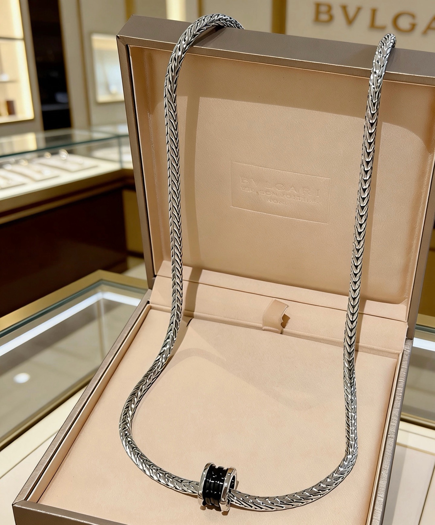 Bvlgari B zero1 necklace Silver-toned metal with black ceramic 60cm