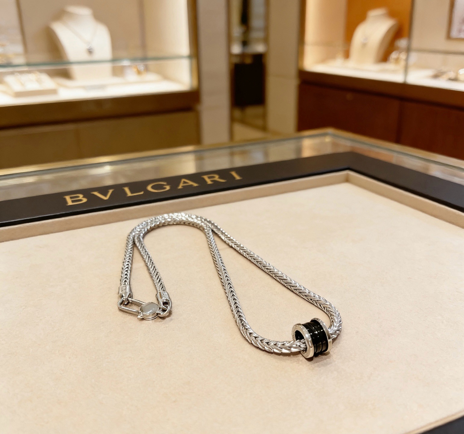 Bvlgari B zero1 necklace Silver-toned metal with black ceramic 60cm