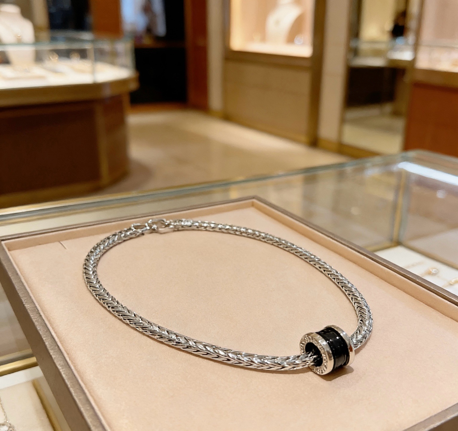 Bvlgari B zero1 necklace Silver-toned metal with black ceramic 60cm
