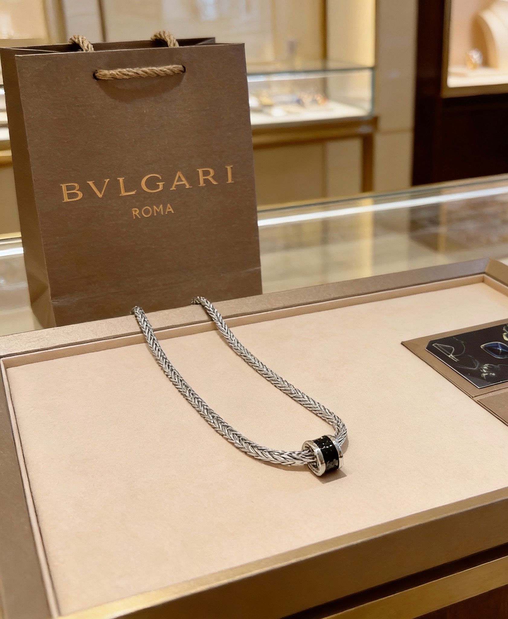 Bvlgari B zero1 necklace Silver-toned metal with black ceramic 60cm
