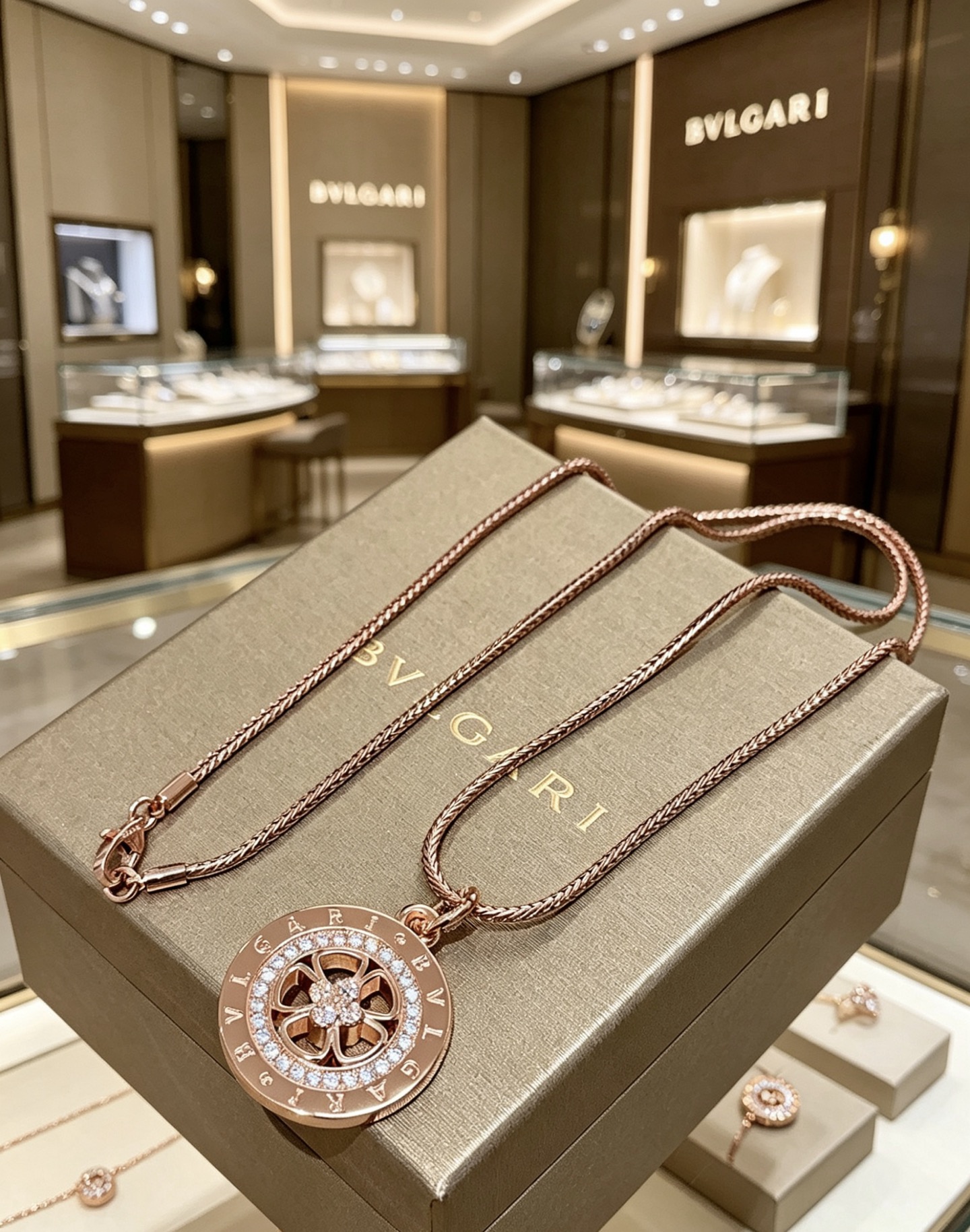 Bvlgari Bvlgari Bvlgari necklace Rose gold with diamond accents 60cm