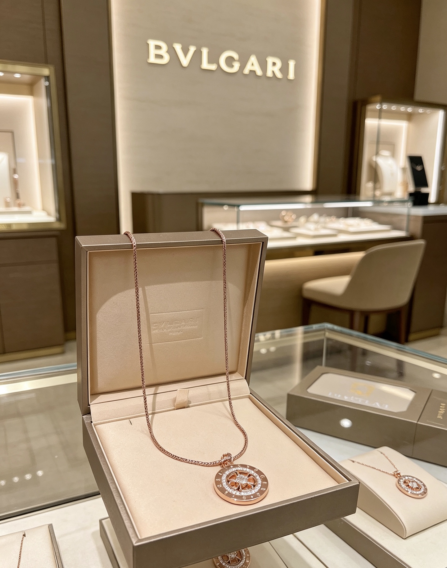 Bvlgari Bvlgari Bvlgari necklace Rose gold with diamond accents 60cm