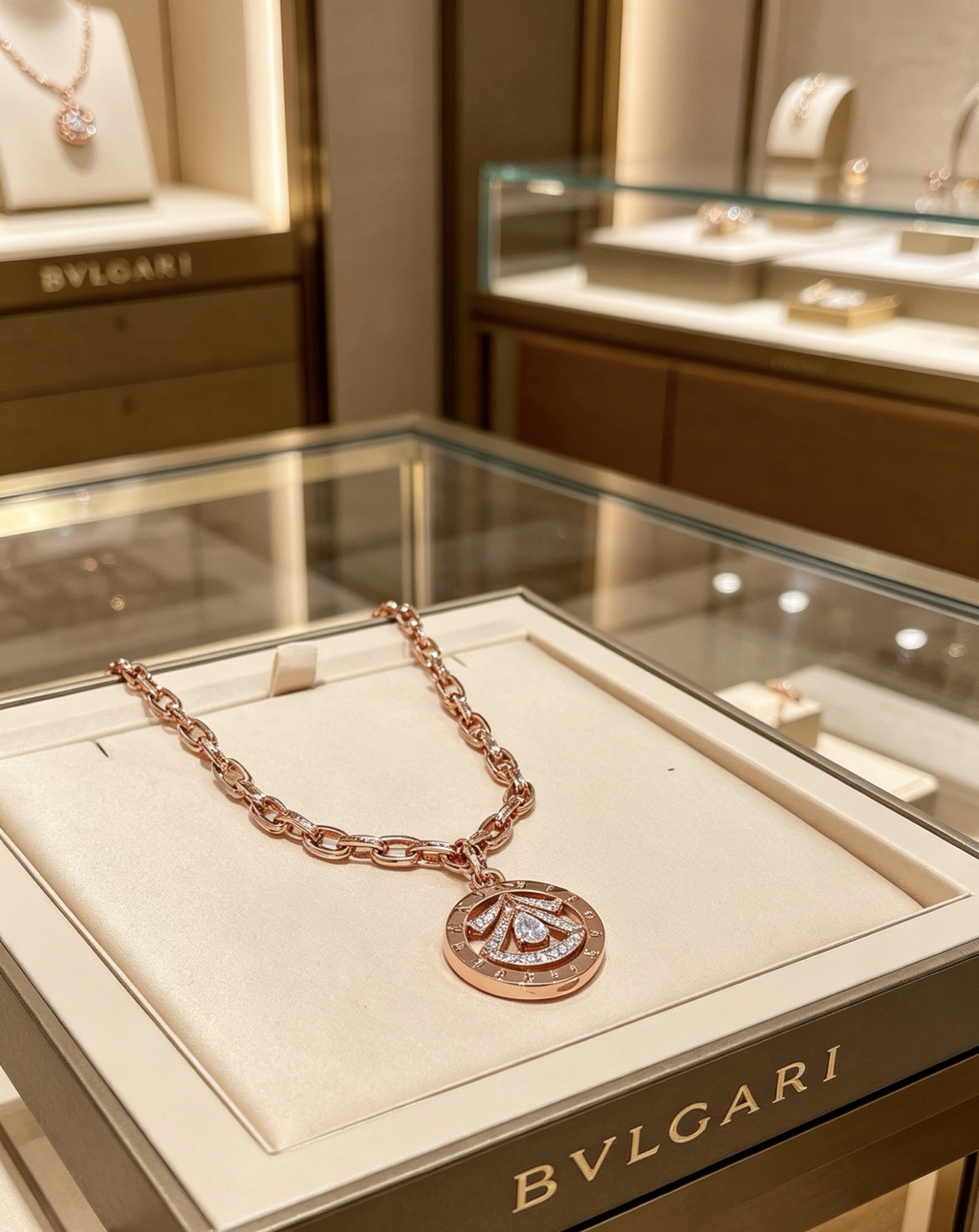 Bvlgari Divas Dream necklace Rose gold with clear diamonds 60cm