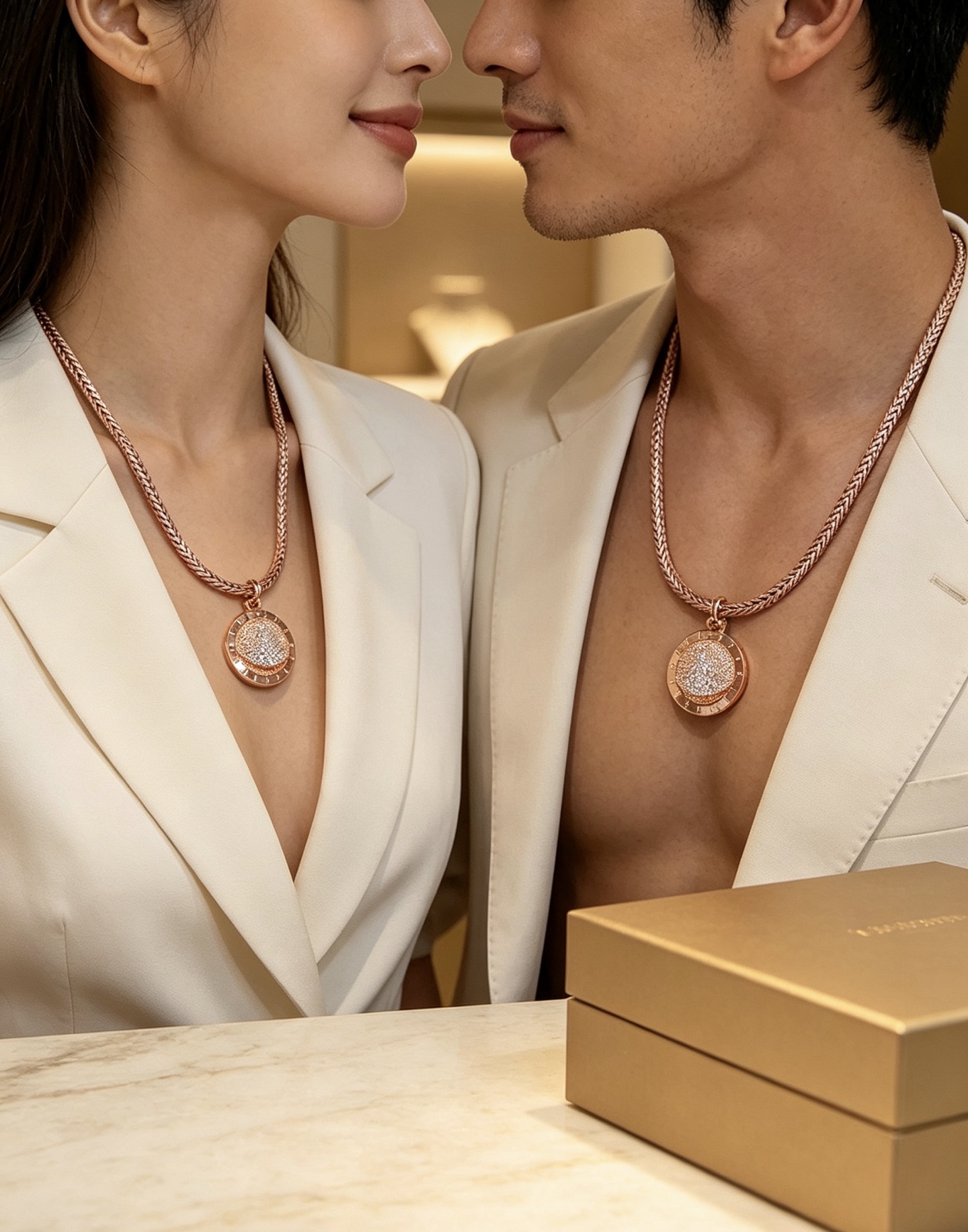 Bvlgari Divas Dream necklace 18K rose gold with pave diamonds 45cm