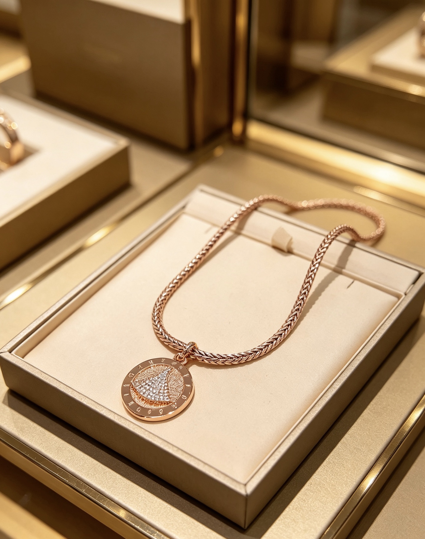 Bvlgari Divas Dream necklace 18K rose gold with pave diamonds 45cm
