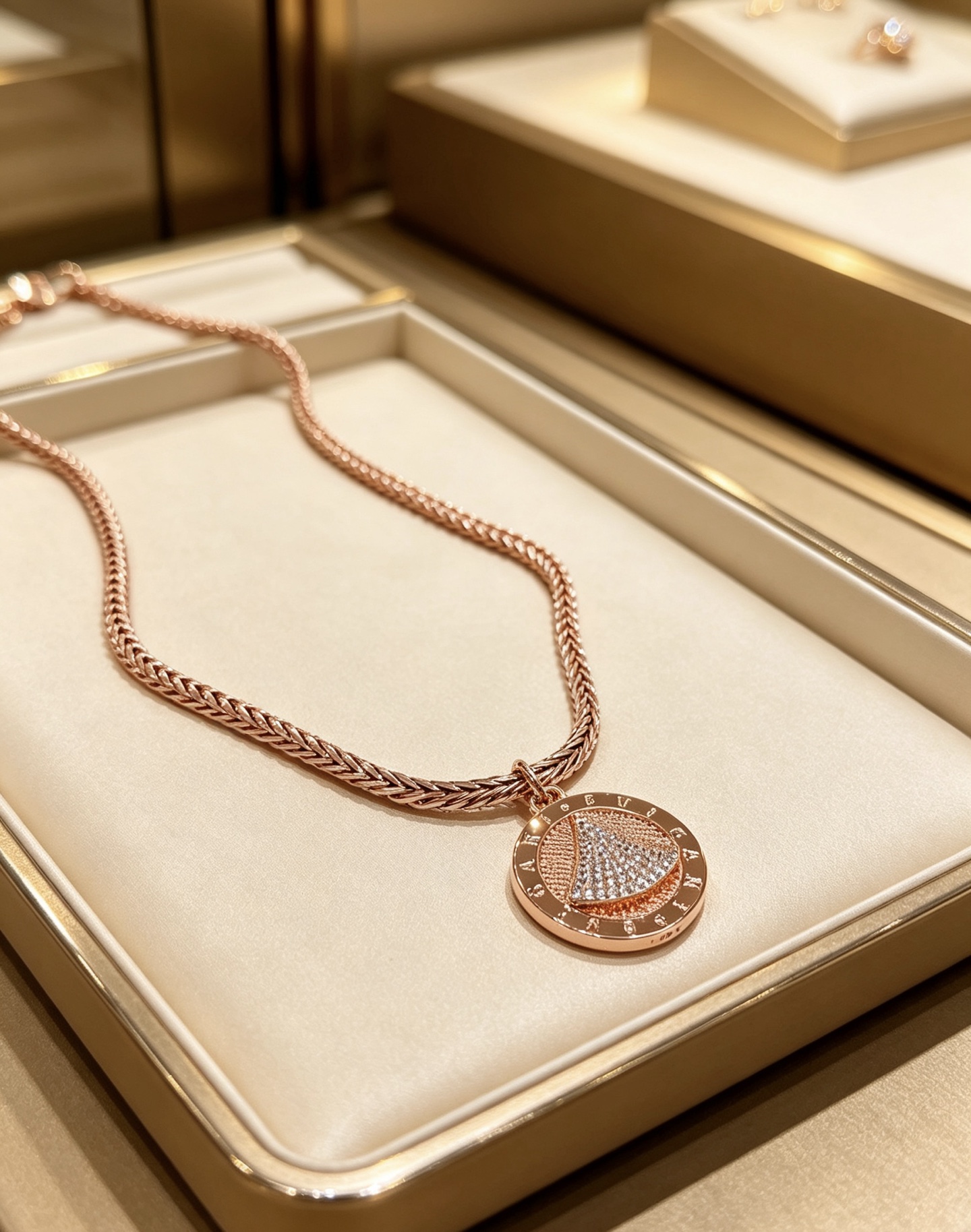 Bvlgari Divas Dream necklace 18K rose gold with pave diamonds 45cm