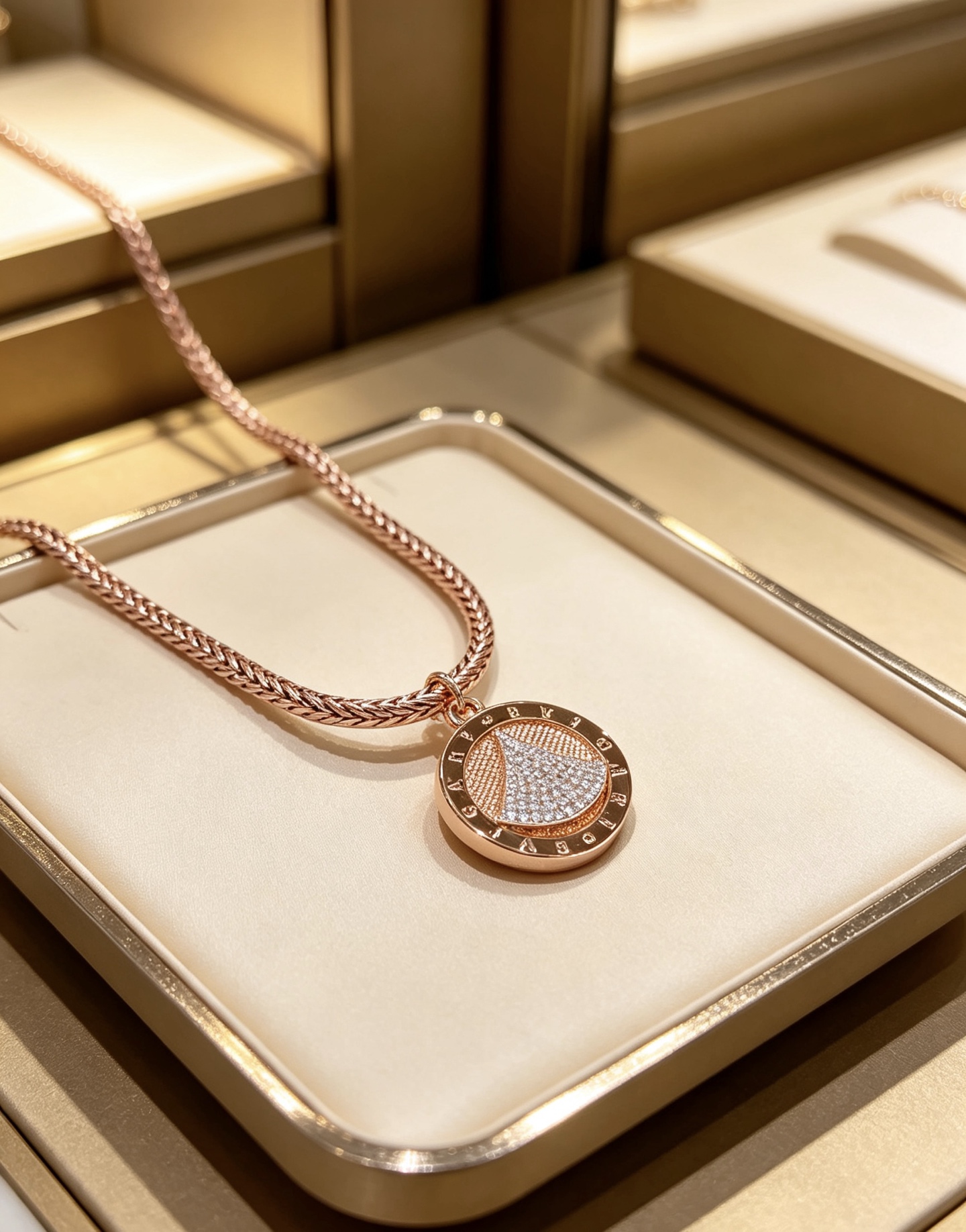 Bvlgari Divas Dream necklace 18K rose gold with pave diamonds 45cm