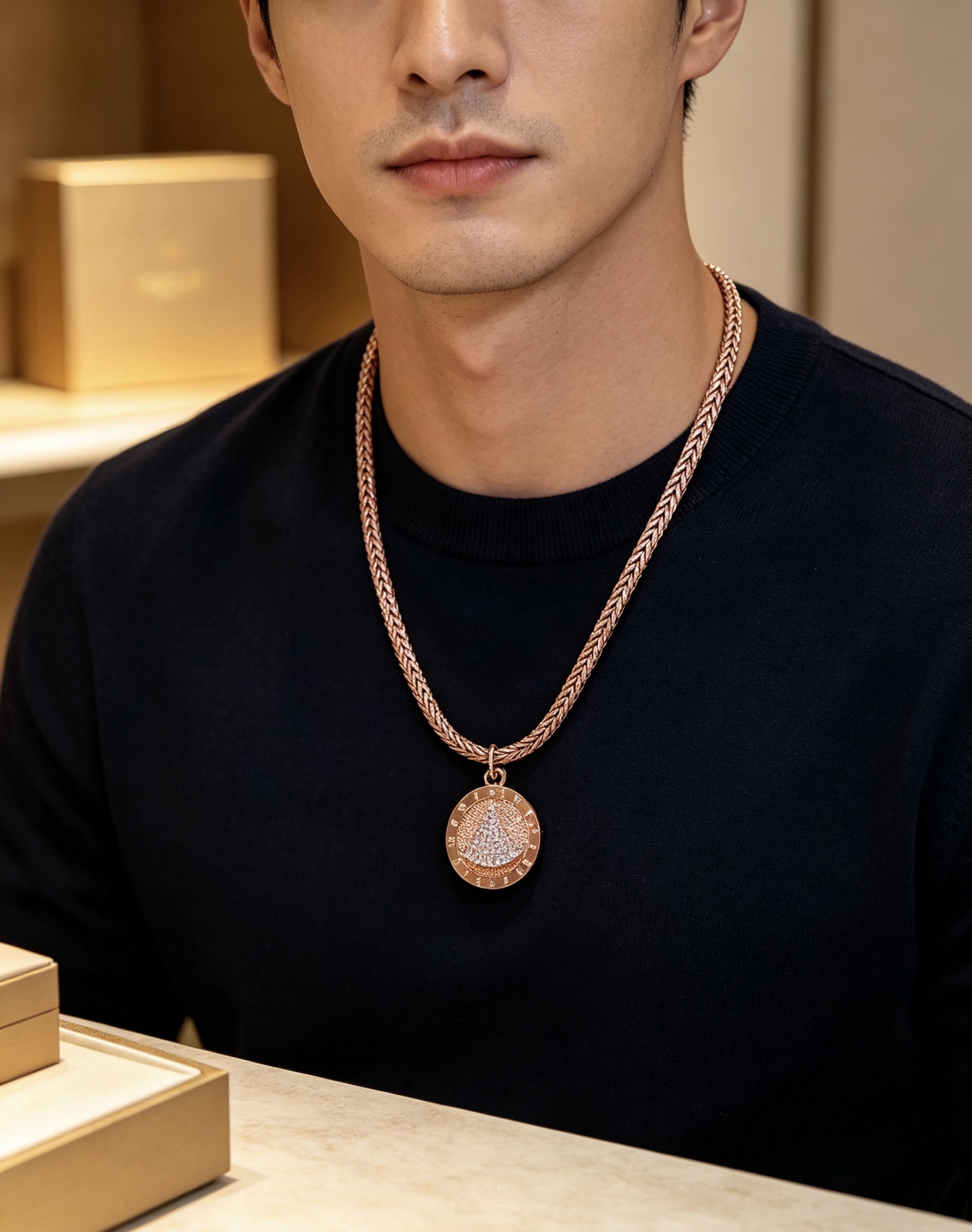 Bvlgari Divas Dream necklace 18K rose gold with pave diamonds 45cm
