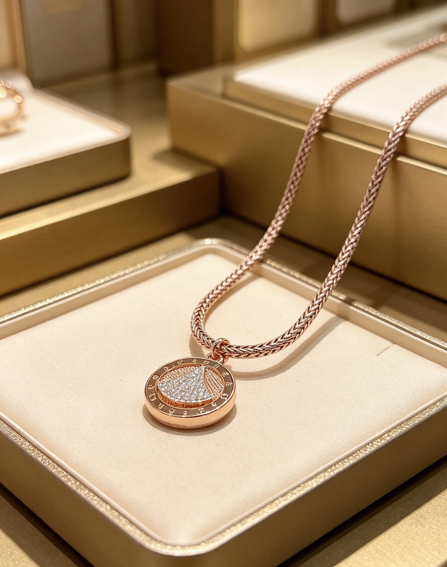 Bvlgari Divas Dream necklace 18K rose gold with pave diamonds 45cm
