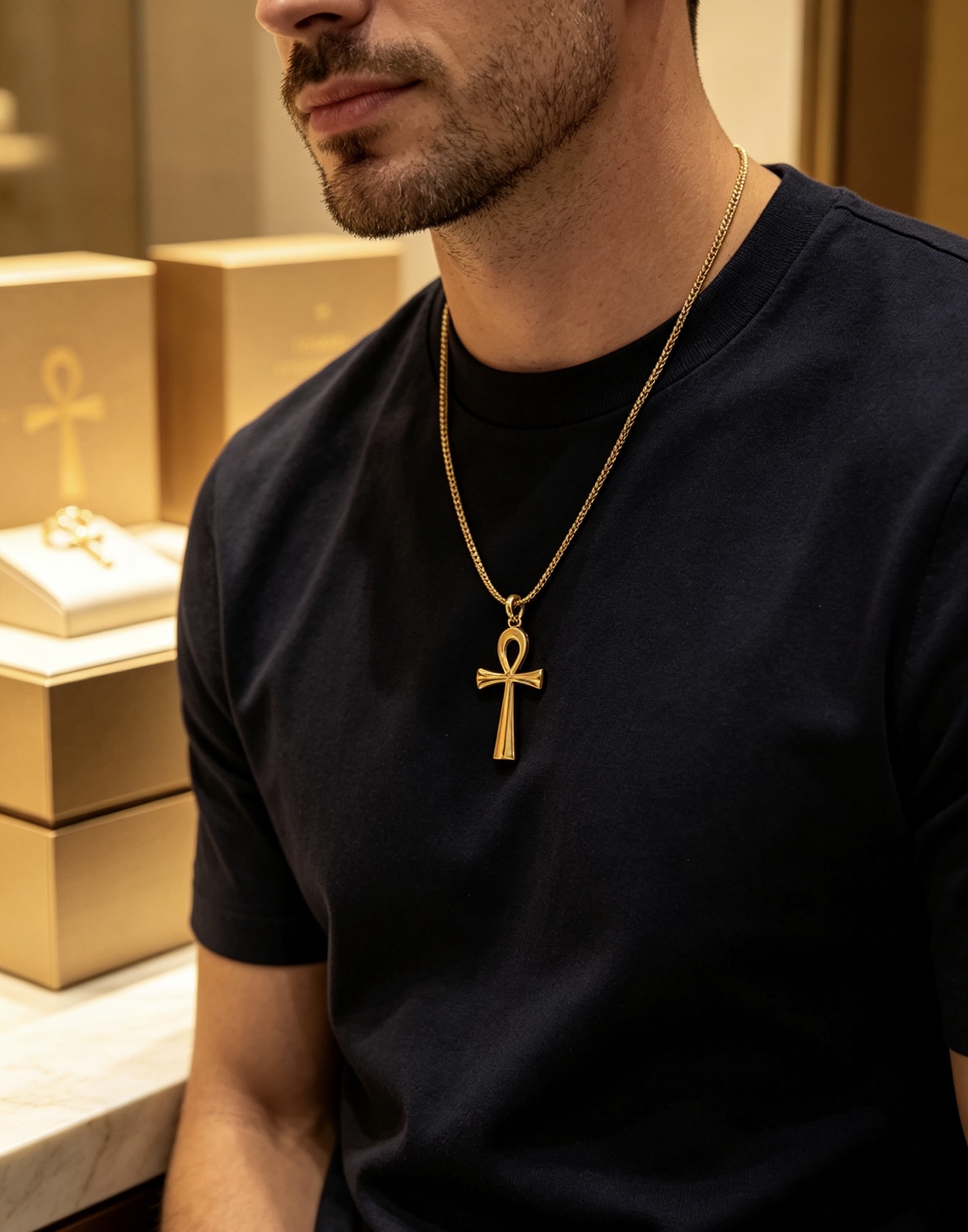 Bvlgari DIVAS DREAM Ankh Cross Pendant necklace 18K yellow gold 18 inch