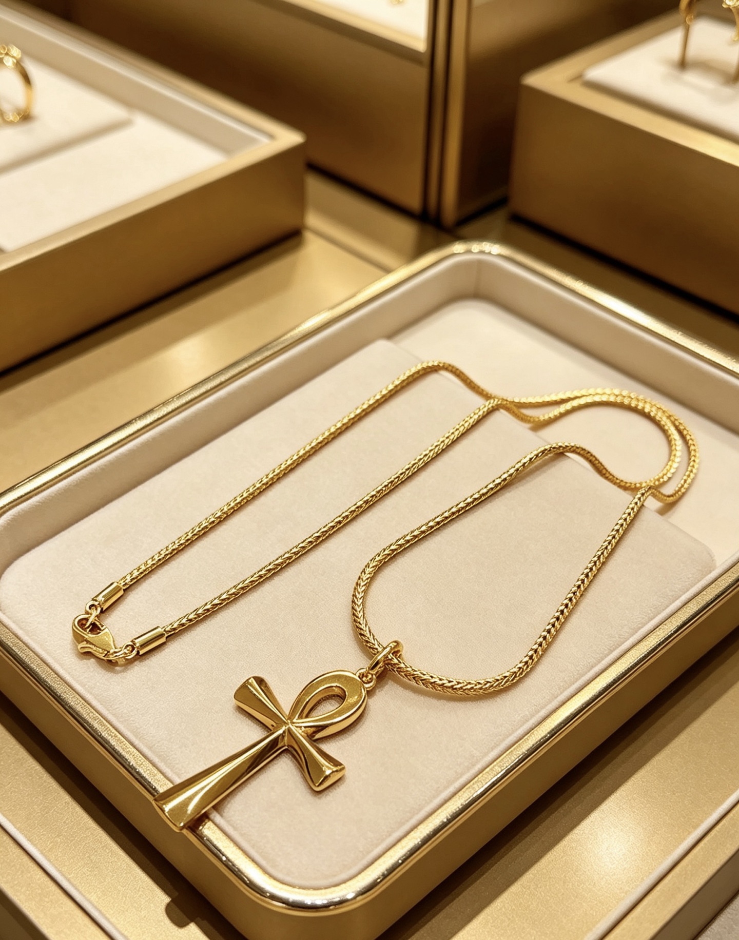 Bvlgari DIVAS DREAM Ankh Cross Pendant necklace 18K yellow gold 18 inch