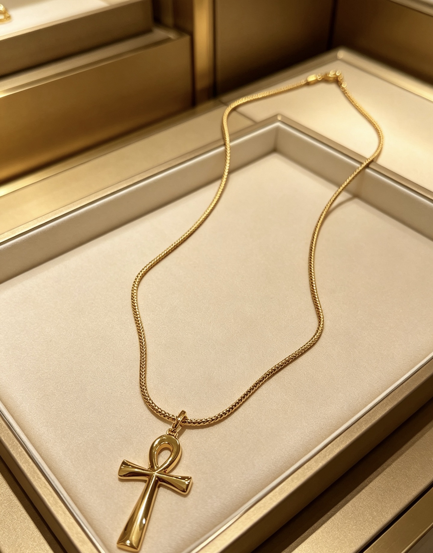 Bvlgari DIVAS DREAM Ankh Cross Pendant necklace 18K yellow gold 18 inch