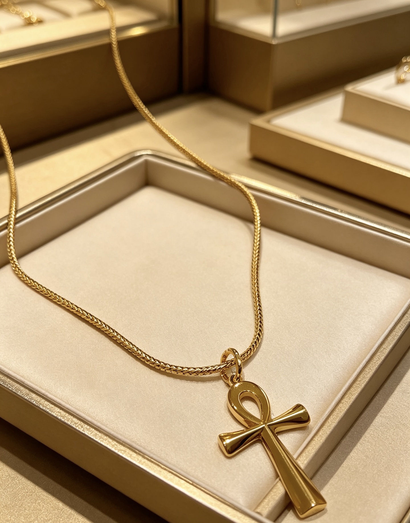 Bvlgari DIVAS DREAM Ankh Cross Pendant necklace 18K yellow gold 18 inch