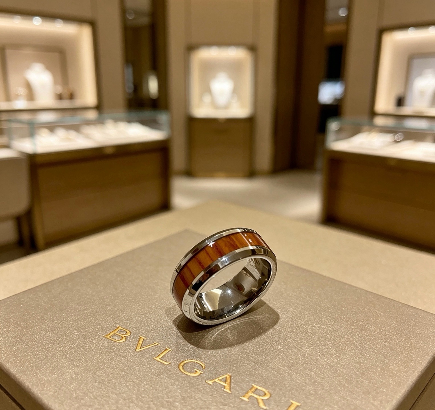 Bvlgari B zero1 ring silver-toned metal with orange-brown tiger s eye inlay 10