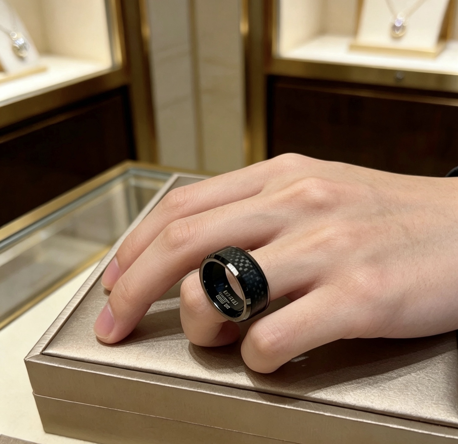 Bvlgari B zero1 ring black ceramic with black carbon fiber inlay 60