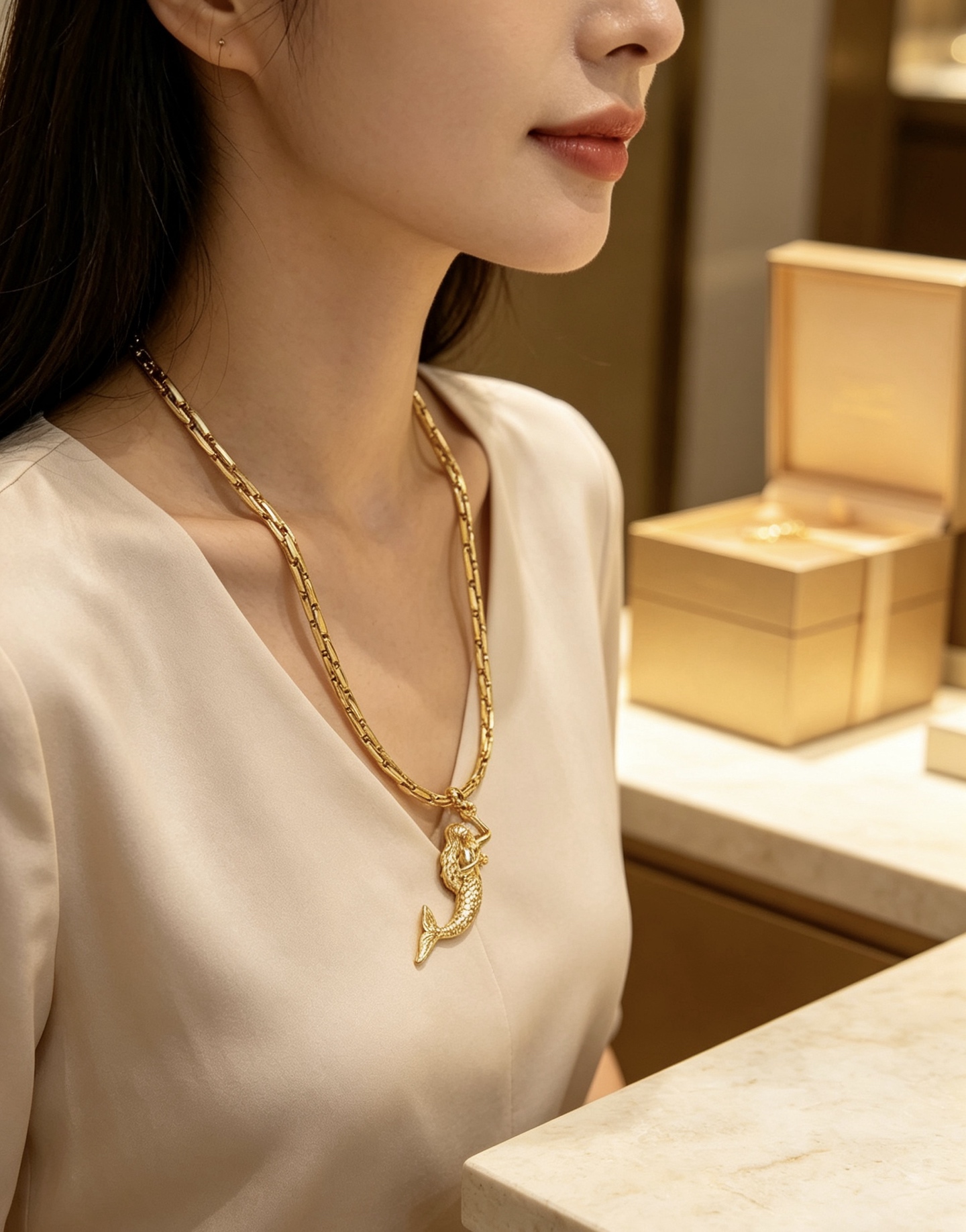 Bvlgari DIVAS DREAM Mermaid Pendant necklace 18K yellow gold 50cm