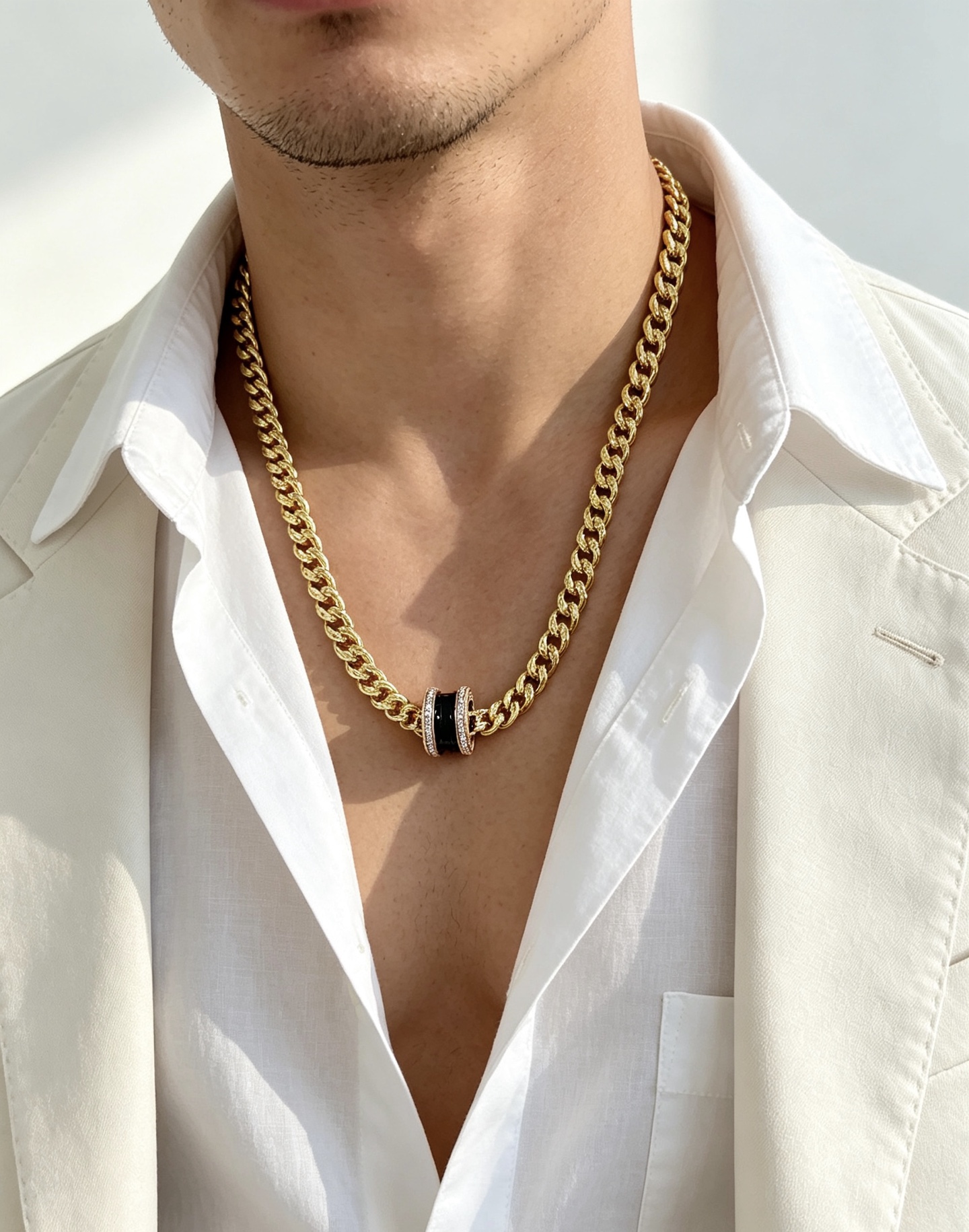 Bvlgari B zero1 necklace 18K yellow gold black ceramic diamond 45cm