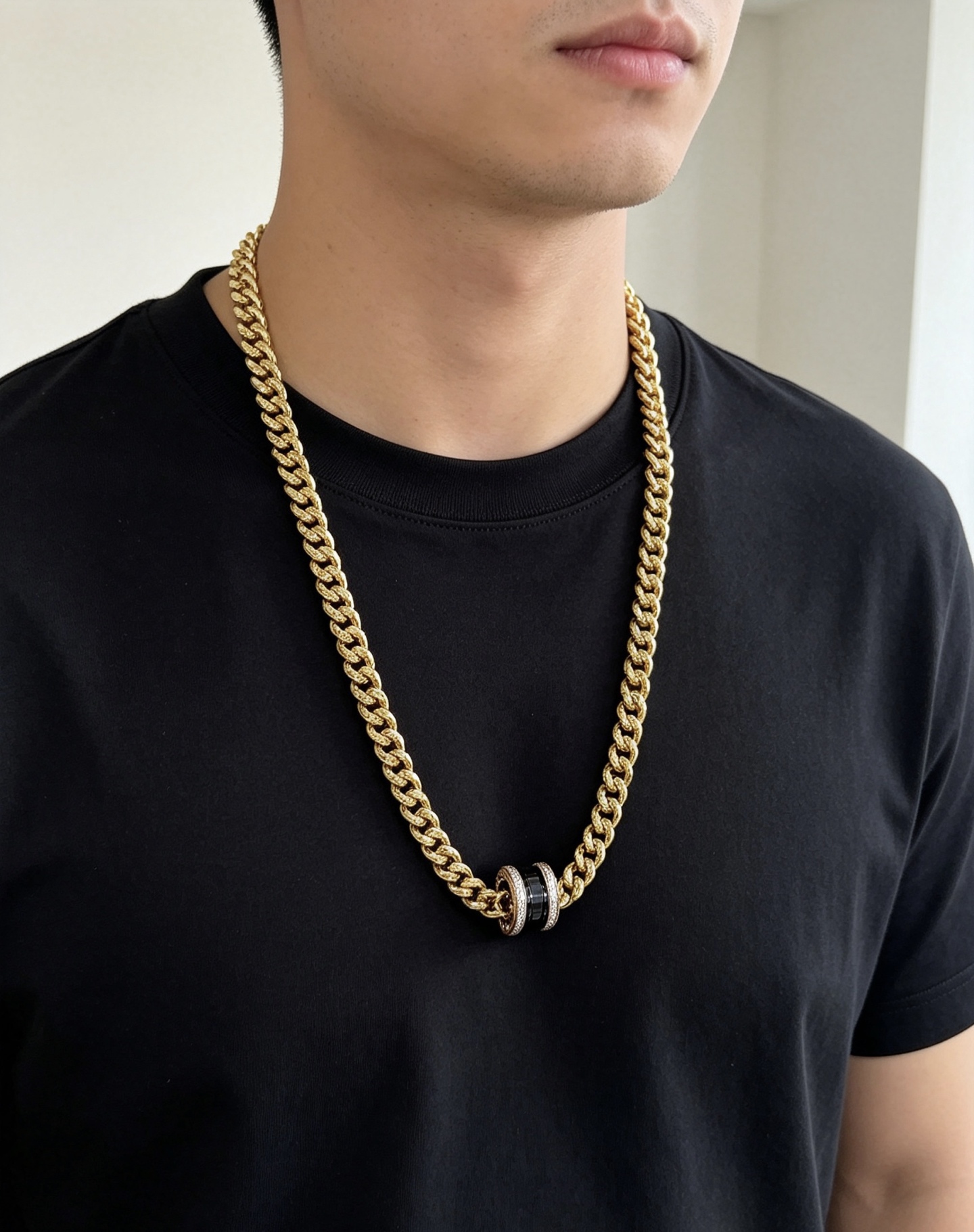 Bvlgari B zero1 necklace 18K yellow gold black ceramic diamond 45cm