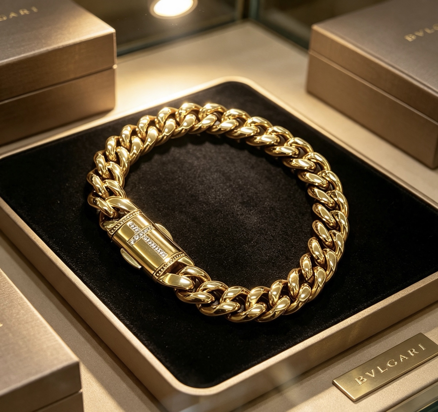 Bvlgari DIVAS DREAM bracelet yellow gold with clear diamond accents 20cm