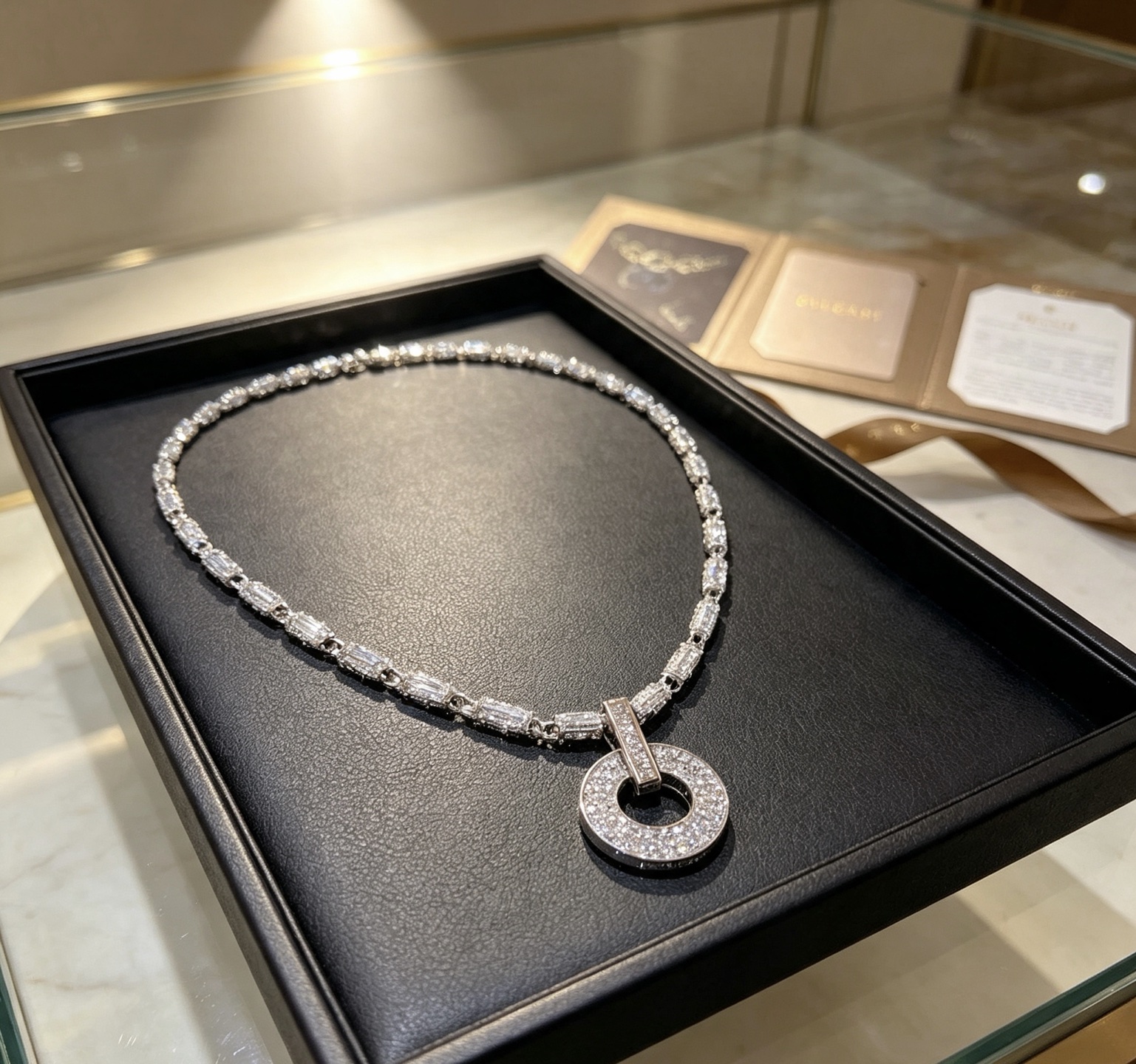 Bvlgari Bvlgari Bvlgari necklace 18k white gold pave set white diamonds 42cm