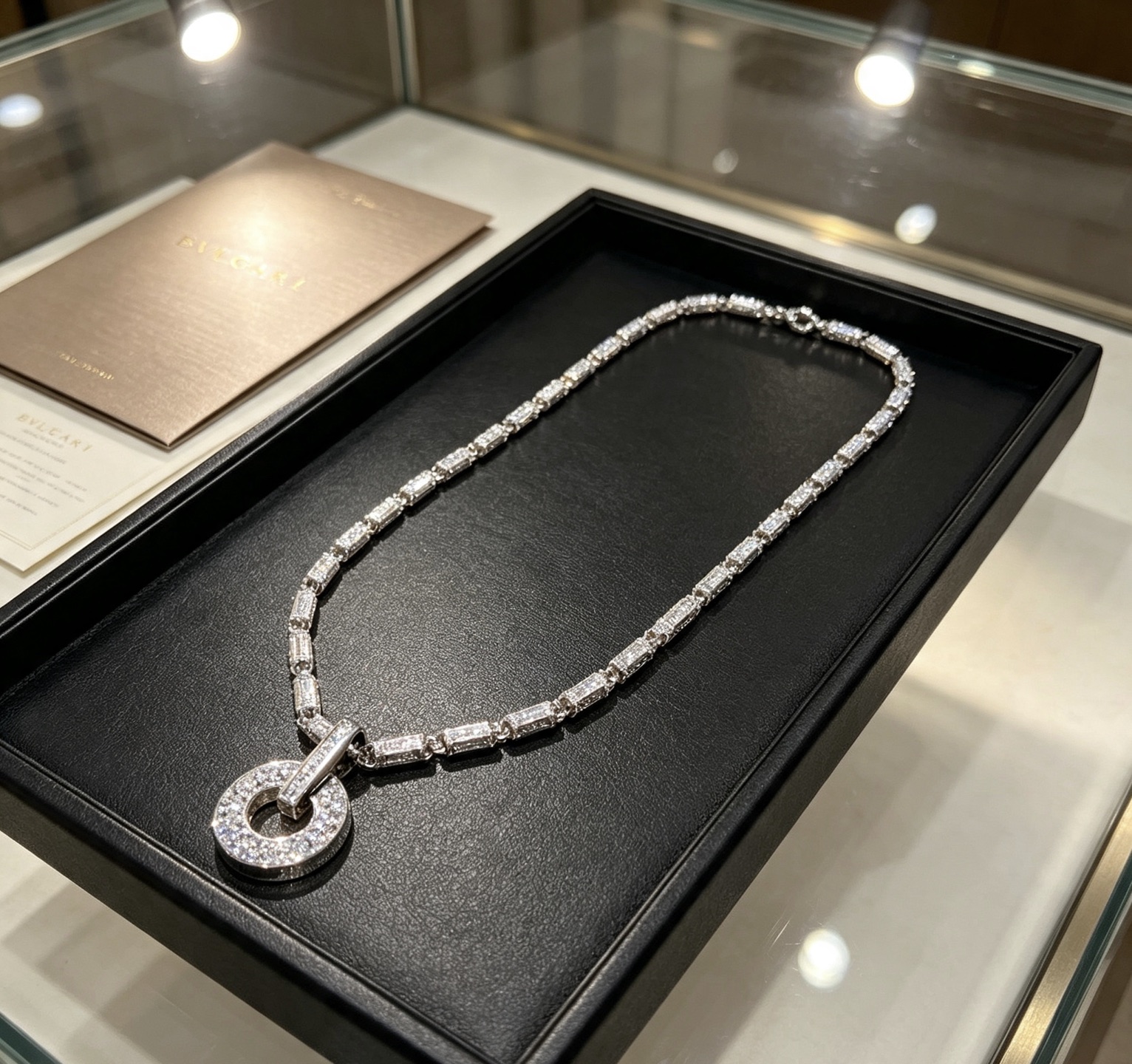 Bvlgari Bvlgari Bvlgari necklace 18k white gold pave set white diamonds 42cm