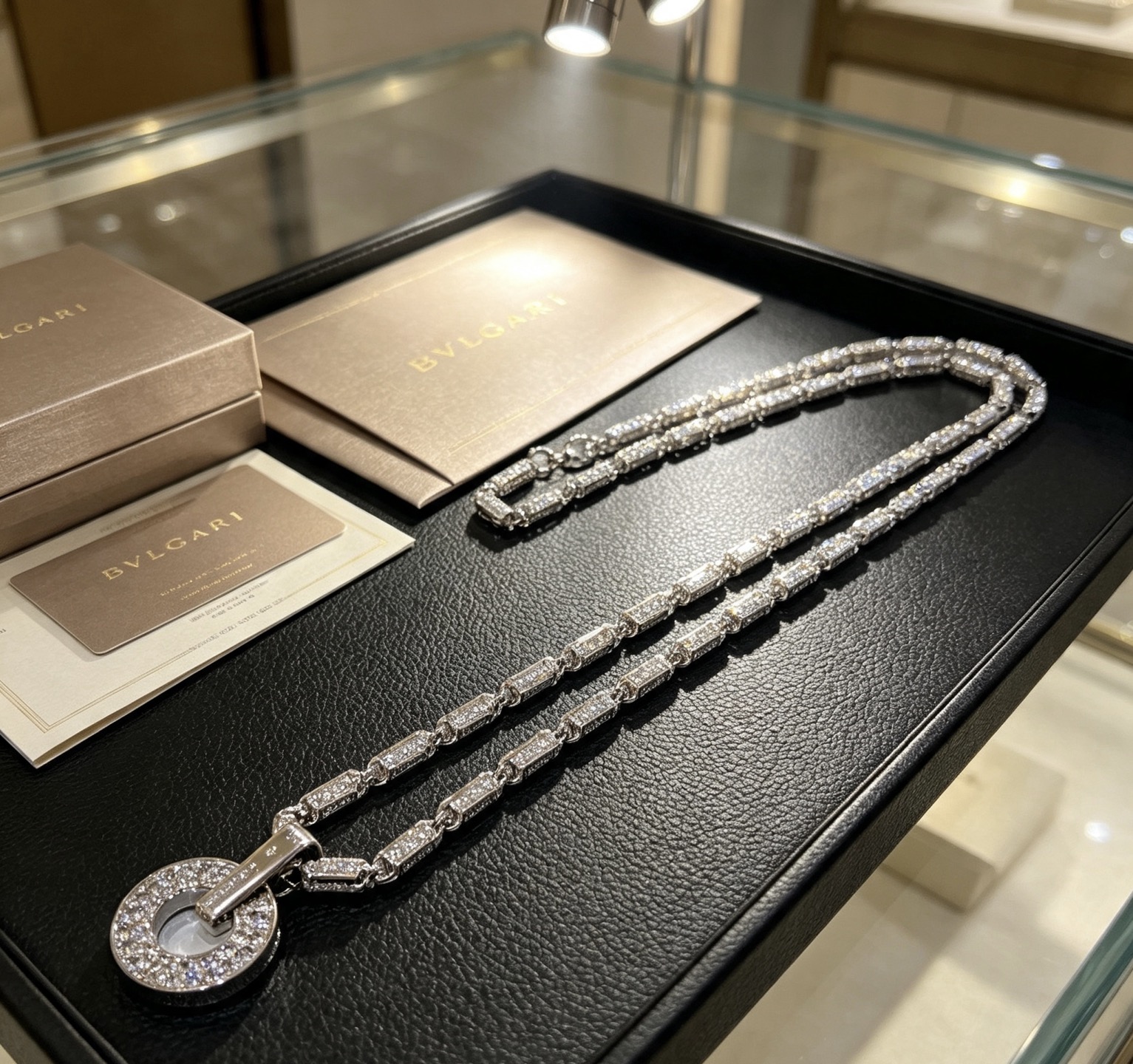 Bvlgari Bvlgari Bvlgari necklace 18k white gold pave set white diamonds 42cm
