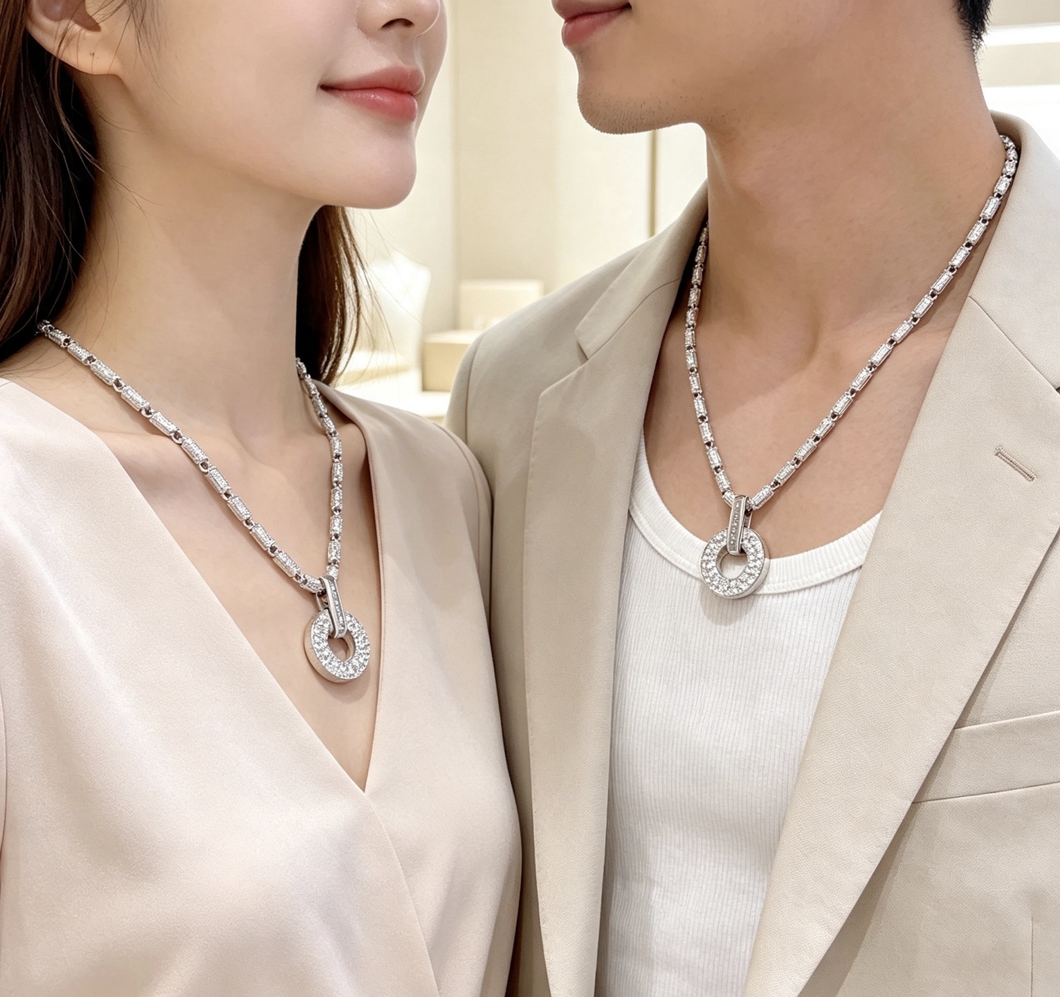 Bvlgari Bvlgari Bvlgari necklace 18k white gold pave set white diamonds 42cm