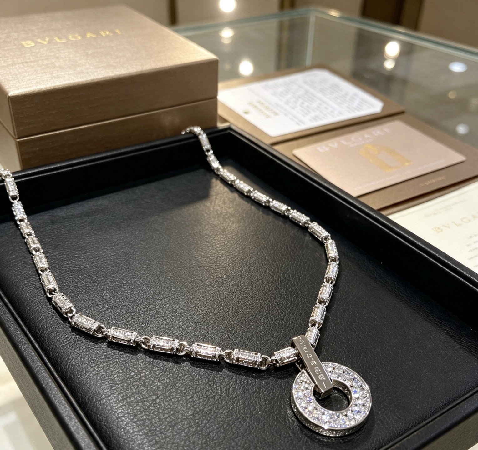 Bvlgari Bvlgari Bvlgari necklace 18k white gold pave set white diamonds 42cm