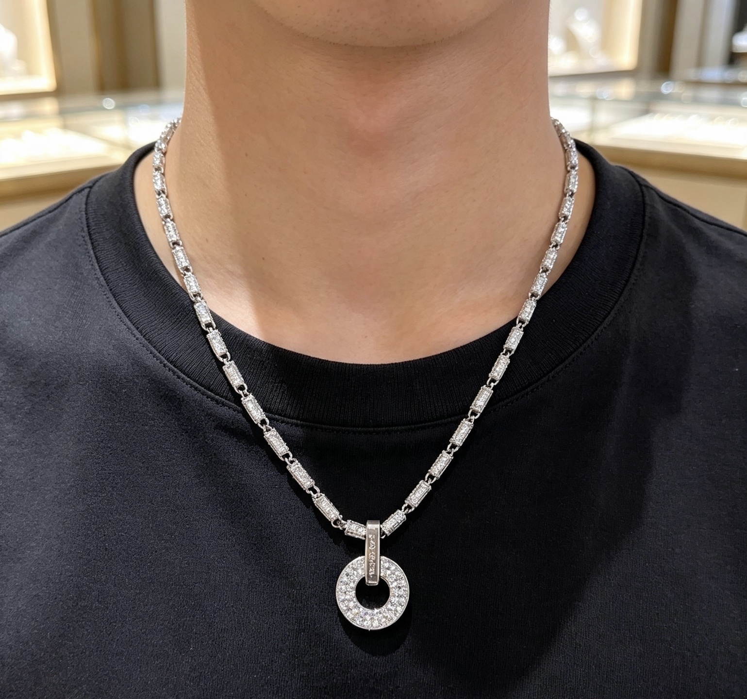Bvlgari Bvlgari Bvlgari necklace 18k white gold pave set white diamonds 42cm