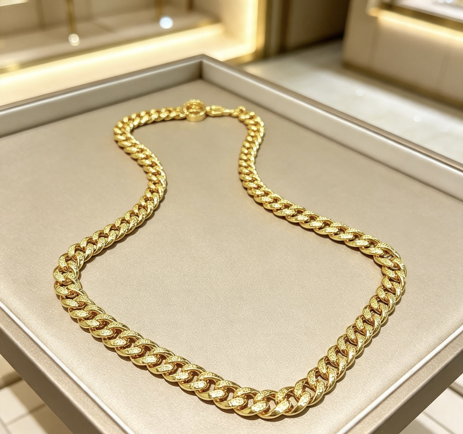 Bvlgari DIVAS DREAM necklace 18K yellow gold with diamond-paved chain links 60cm