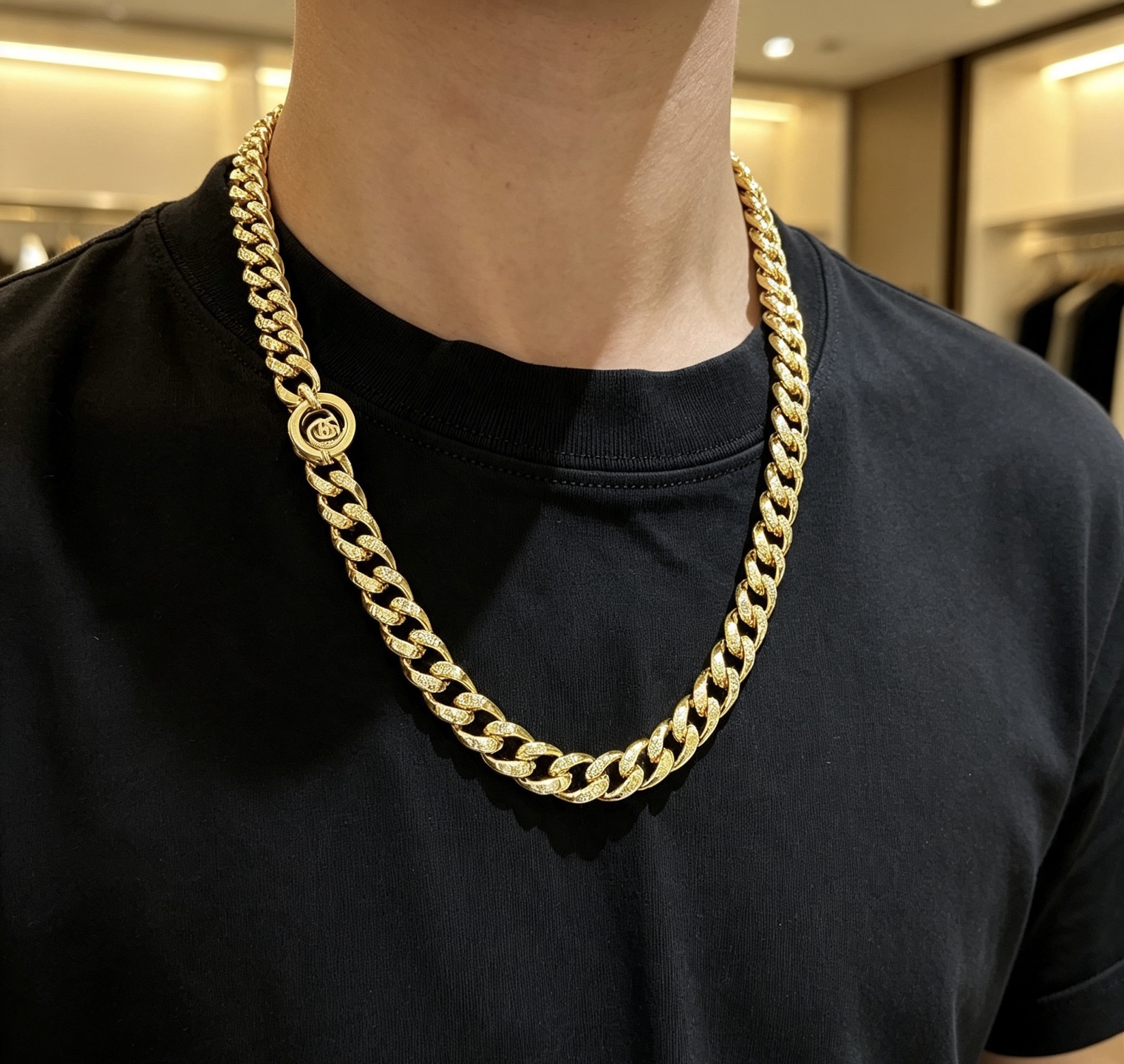 Bvlgari DIVAS DREAM necklace 18K yellow gold with diamond-paved chain links 60cm