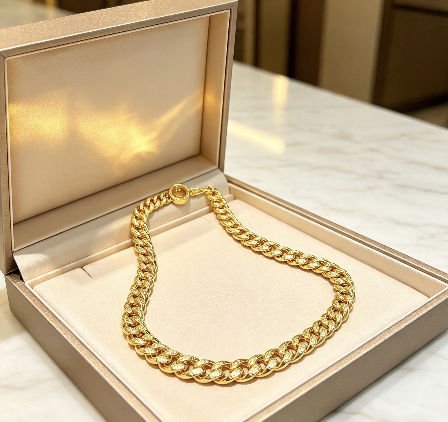 Bvlgari DIVAS DREAM necklace 18K yellow gold with diamond-paved chain links 60cm